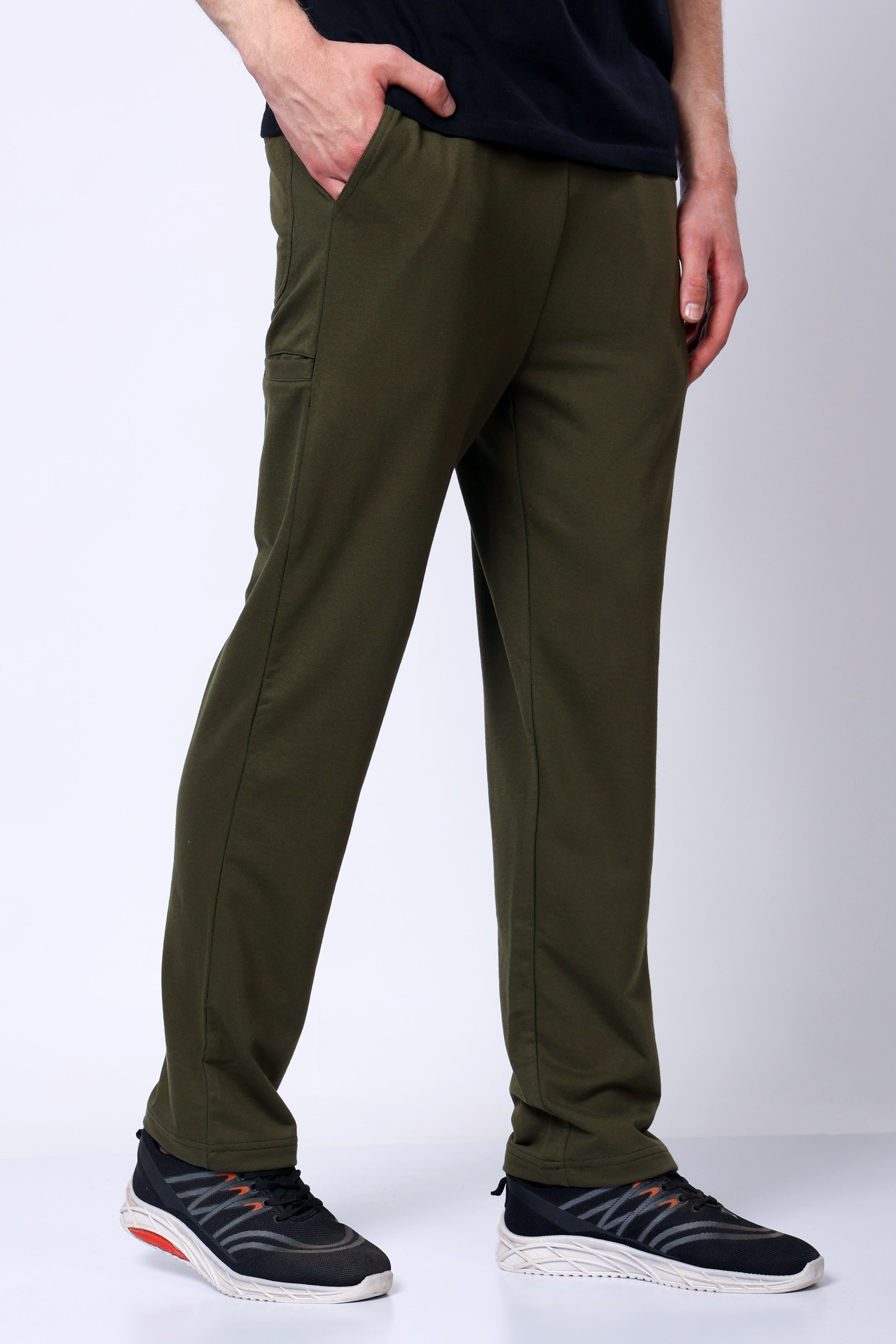 Stylox Men’s Regular Fit Terry Fabric Trackpant with Drawstring Waist-Olive - Stylox