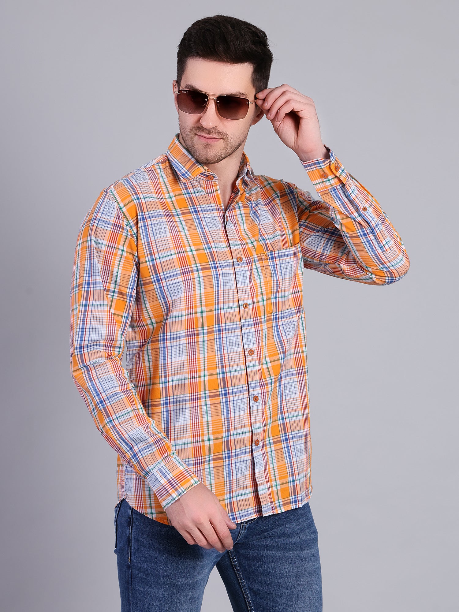 Stylox Men’s Regular Fit Full Sleeve Casual Check Shirt - Stylox