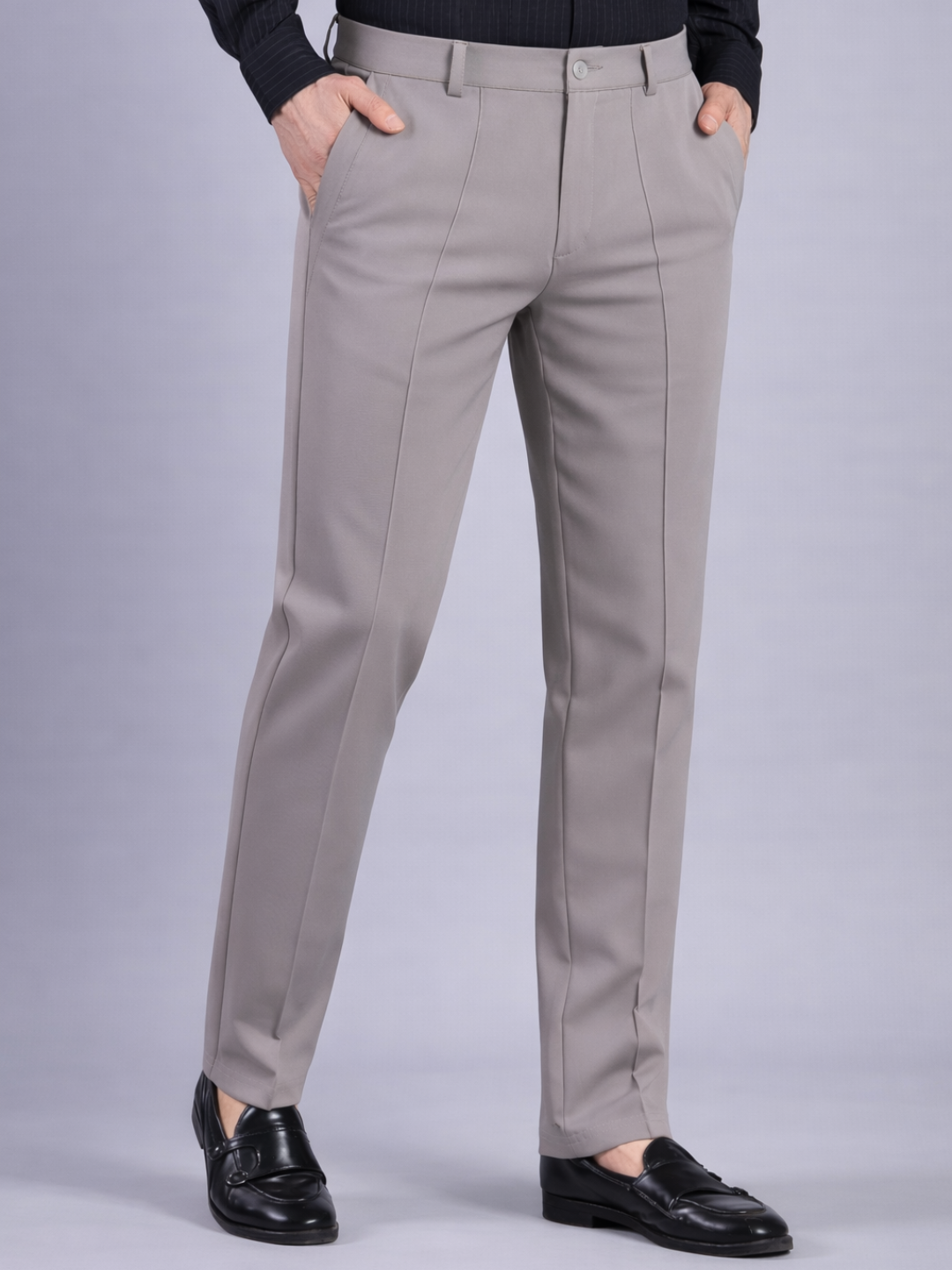 Stylox Men’s Comfort Fit Korean Trousers – Premium Office Wear Pants-Light Beige
