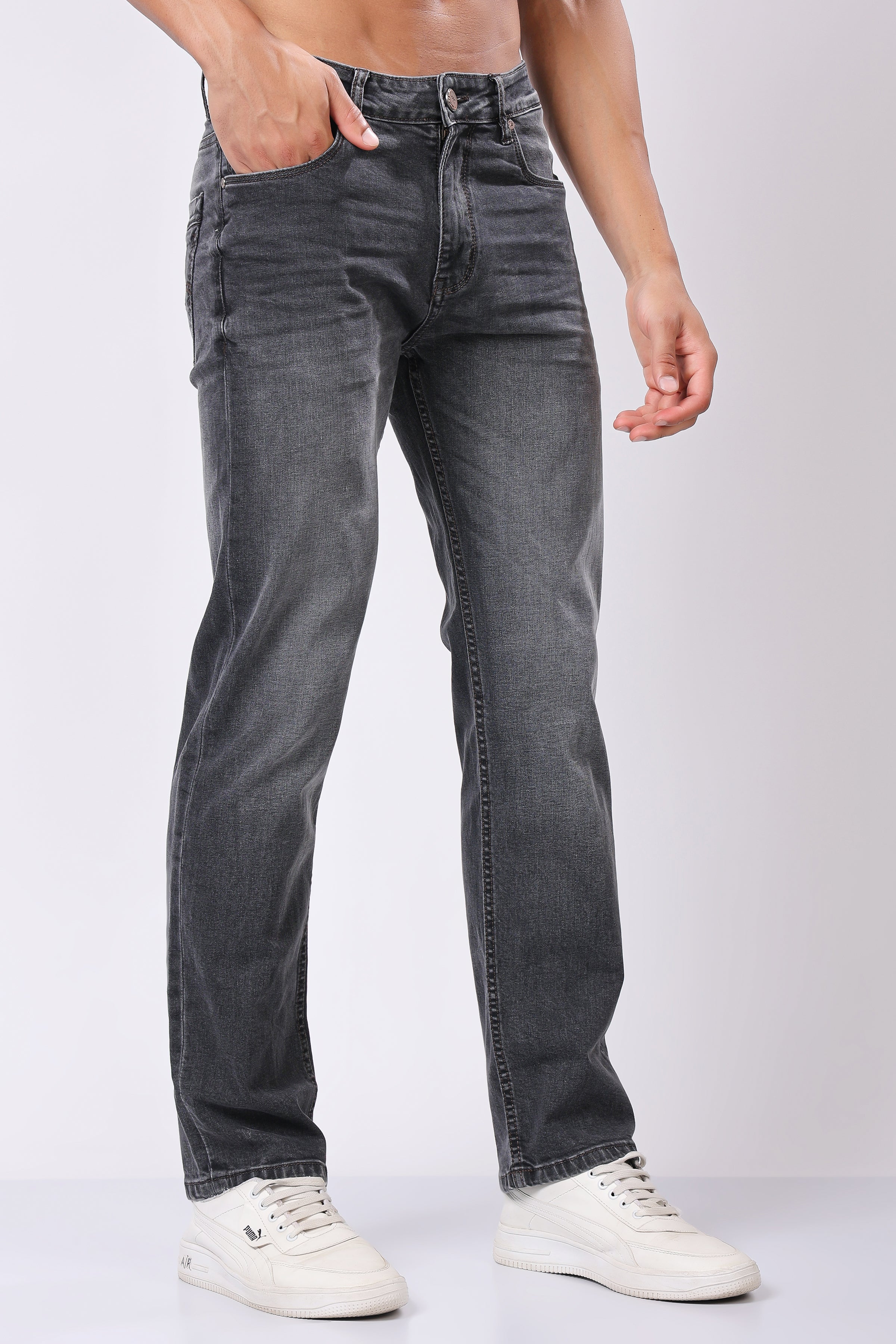 Stylox Men’s Comfort Fit Denim Jeans - Grey, Dark Grey, Mid Grey