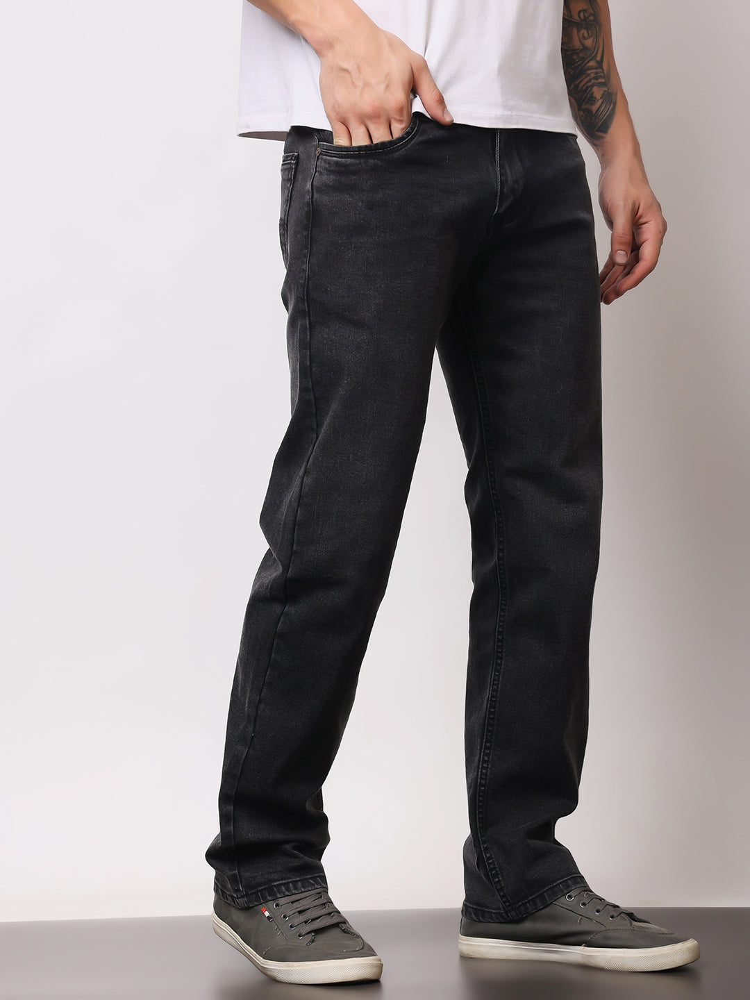 Stylox Men’s Comfort Fit Solid Jeans | Premium Stretchable Plain Denim Jeans for Men | Mid-Rise Relaxed Fit Jeans - Stylox