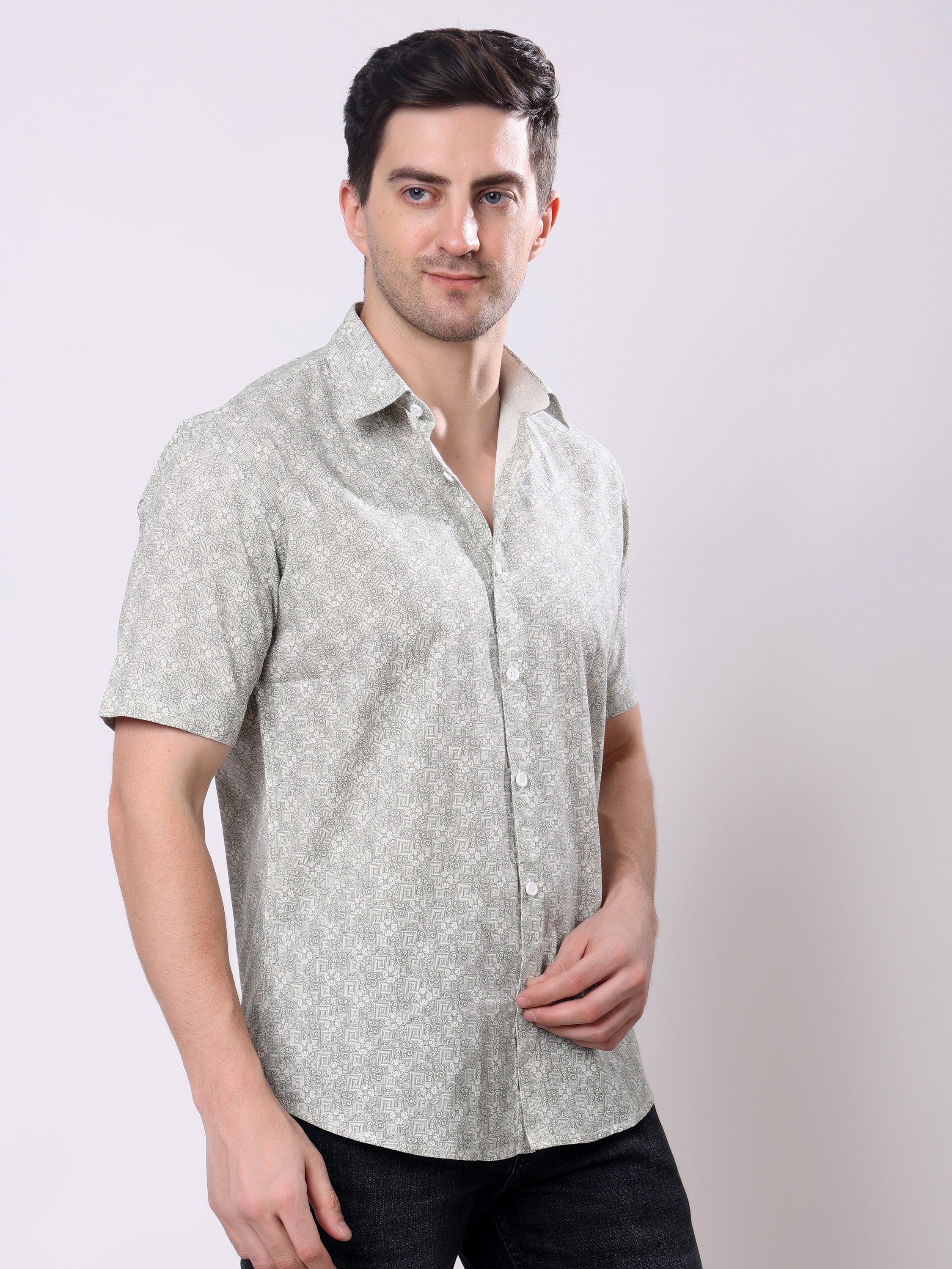 Stylox Men’s Regular Fit Half Sleeve Abstract print Summer Casual Shirt - Stylox