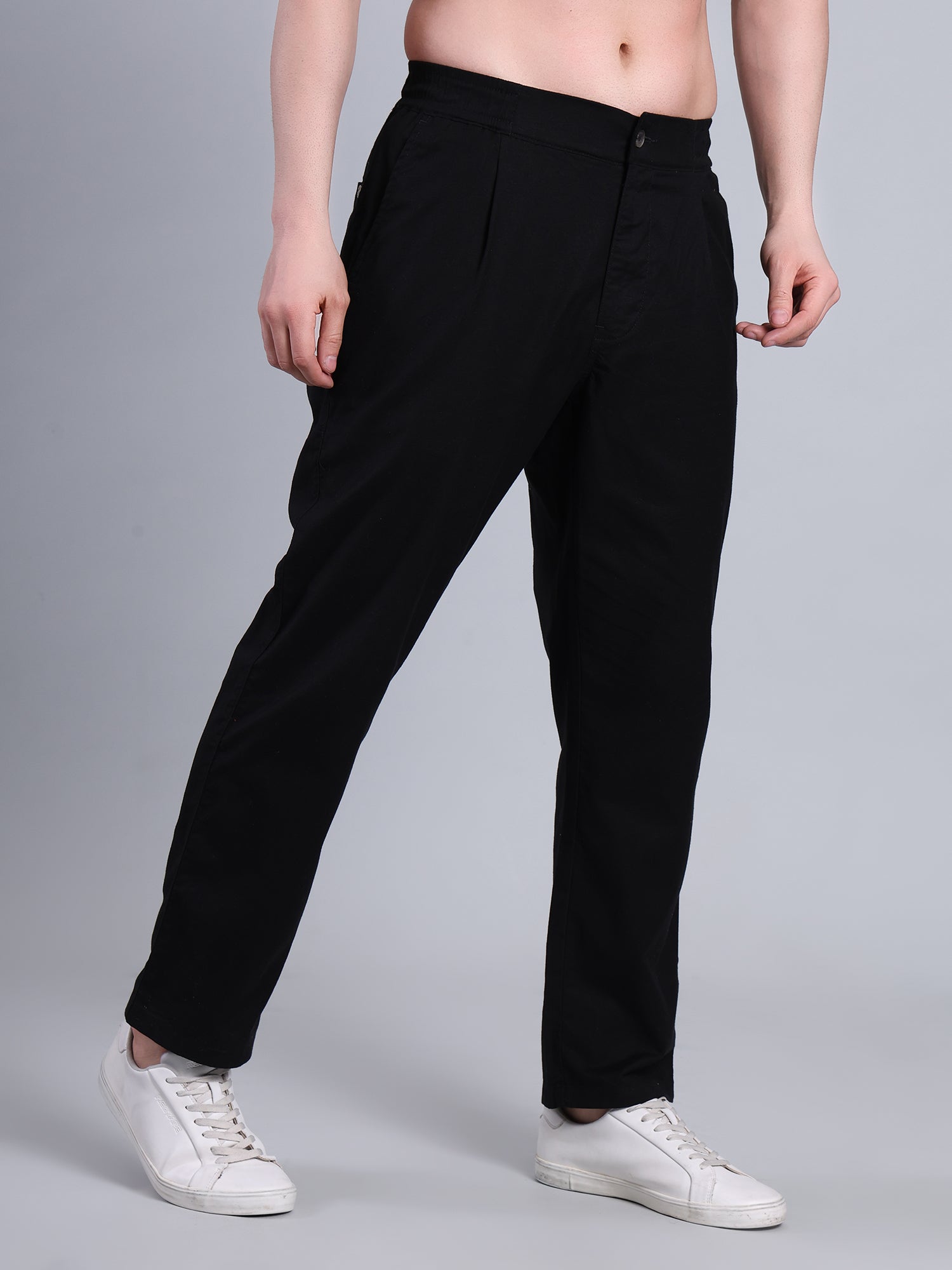 Stylox Men’s Cotton Linen Blend Trousers | Regular Fit Pleated Pants