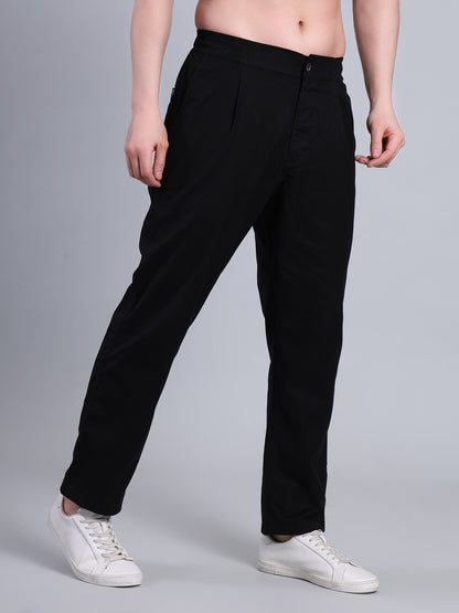Stylox Men’s Cotton Linen Blend Trousers | Regular Fit Pleated Pants