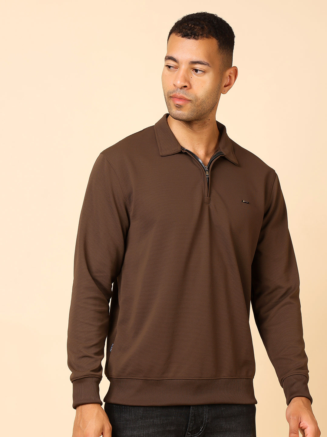 Stylox Men's Utility Style Zip Neck Sweatshirt