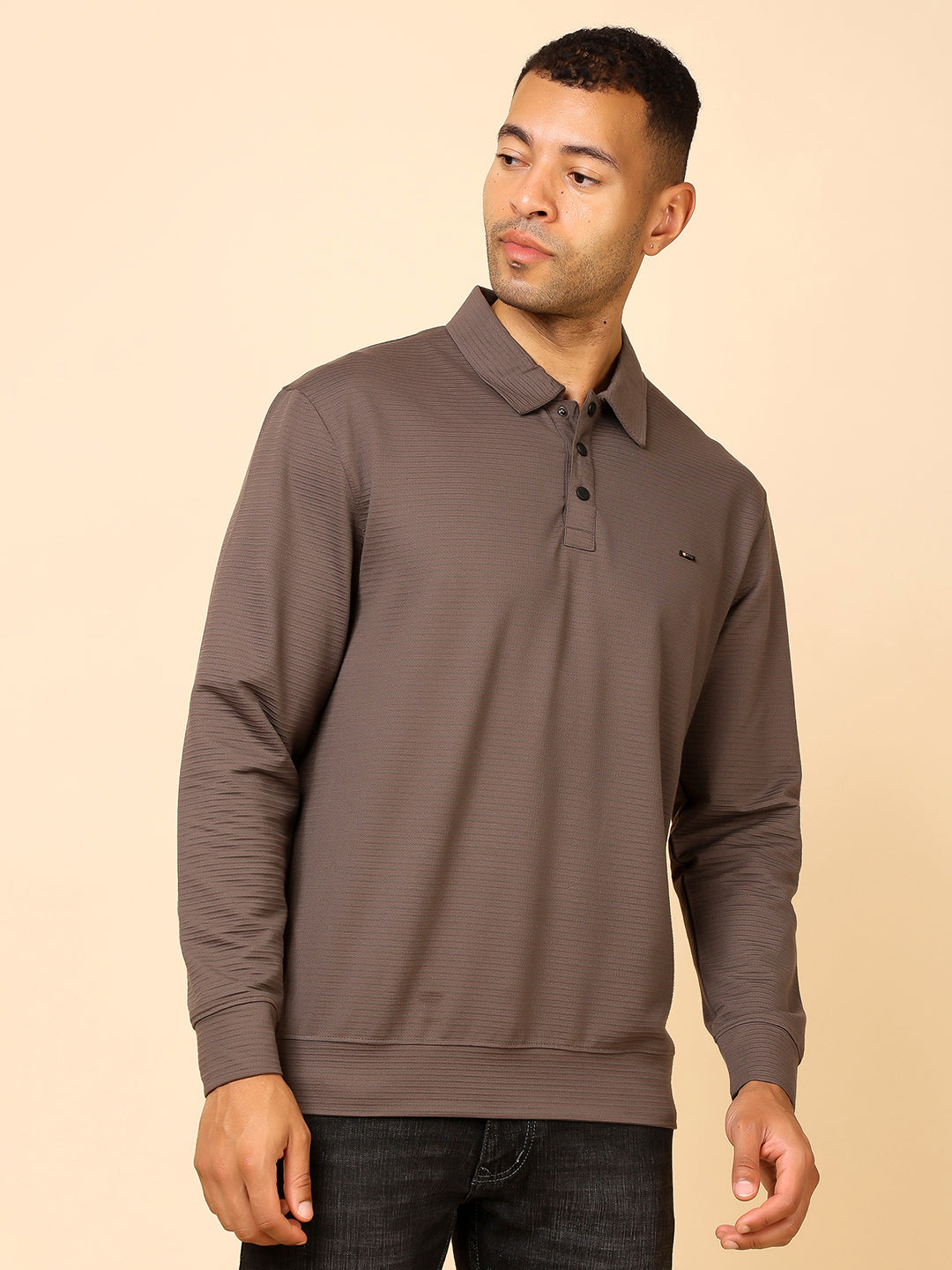 Stylox Men’s Polo Neck Sweatshirt with Button Placket