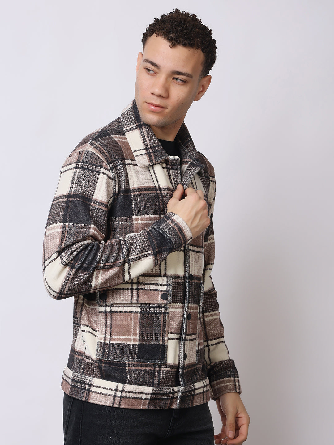Stylox Men’s Checkered Winter Shacket – Premium Fleece-Lined Button-Down Plaid Jacket for Casual & Outdoor Wear