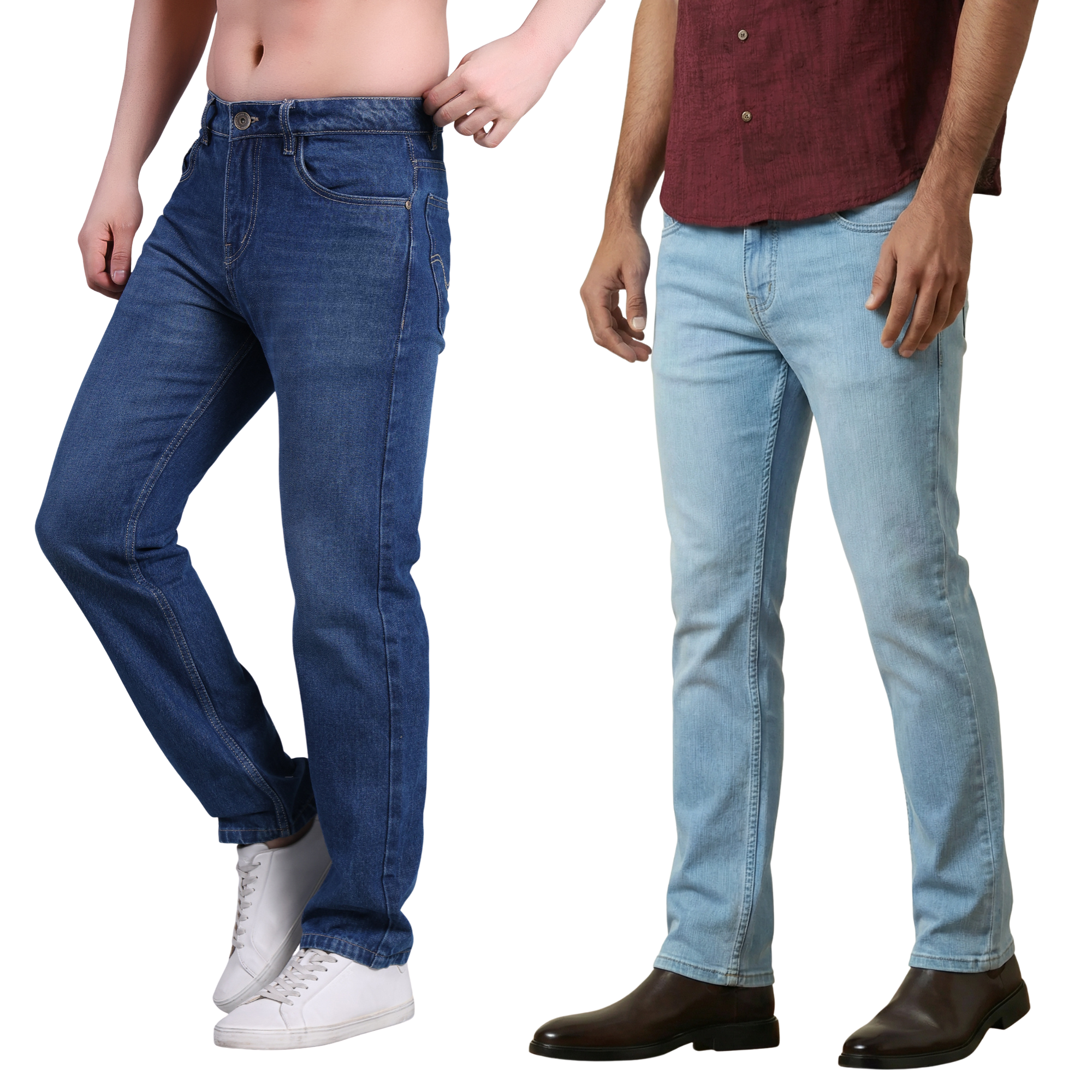 Stylox Men's Straight Fit Denim Jeans Pack of 2 (Light Blue & Ice Blue) - Stylox