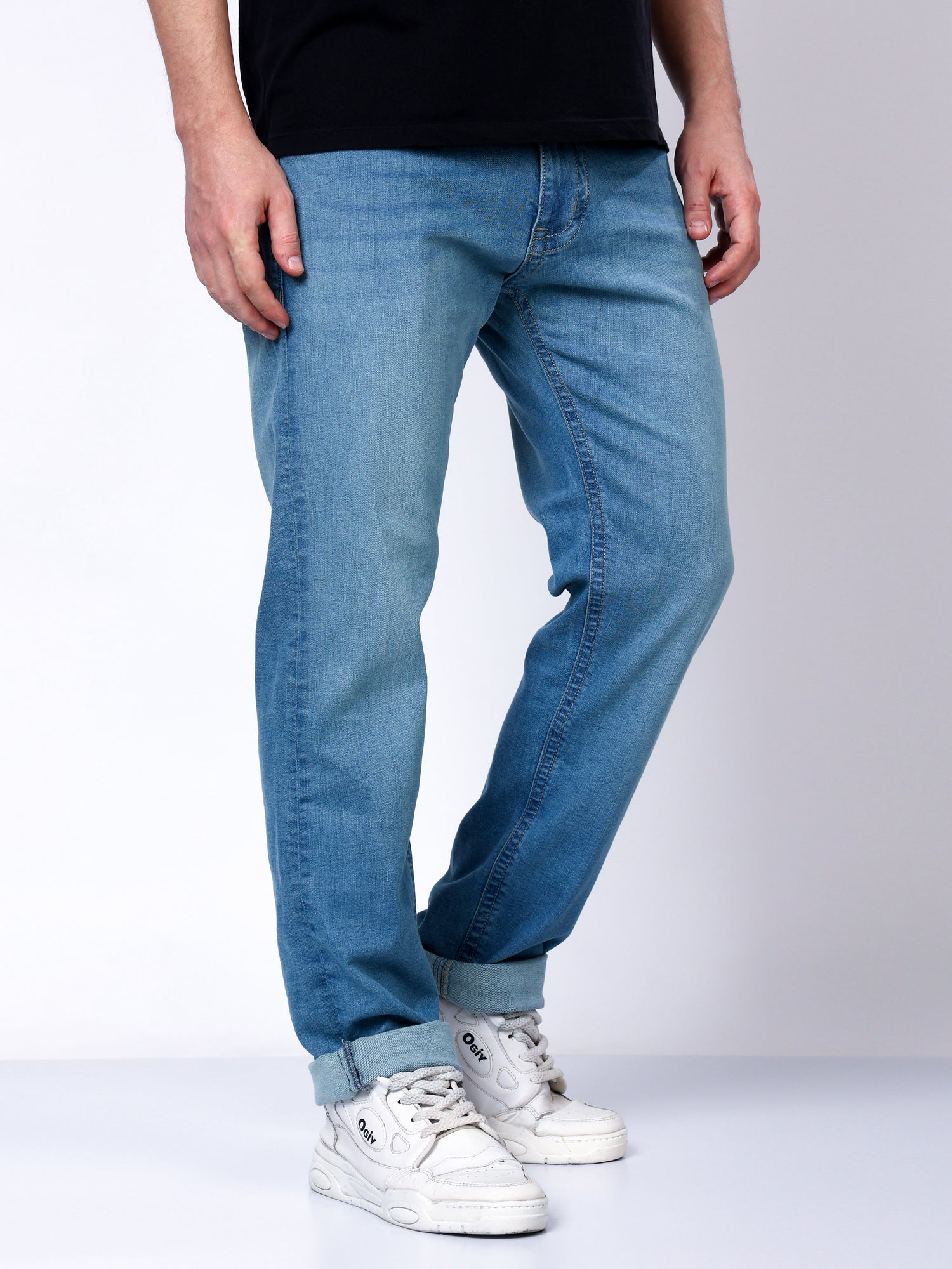 Stylox Men’s Slim Fit Stretchable Mid Light Blue Denim Jeans - Stylox