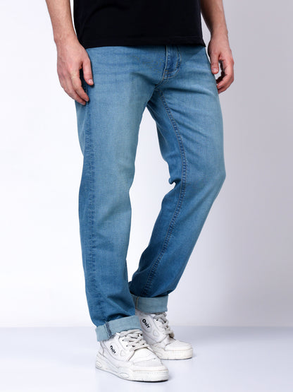 Stylox Men’s Slim Fit Stretchable Mid Light Blue Denim Jeans - Stylox