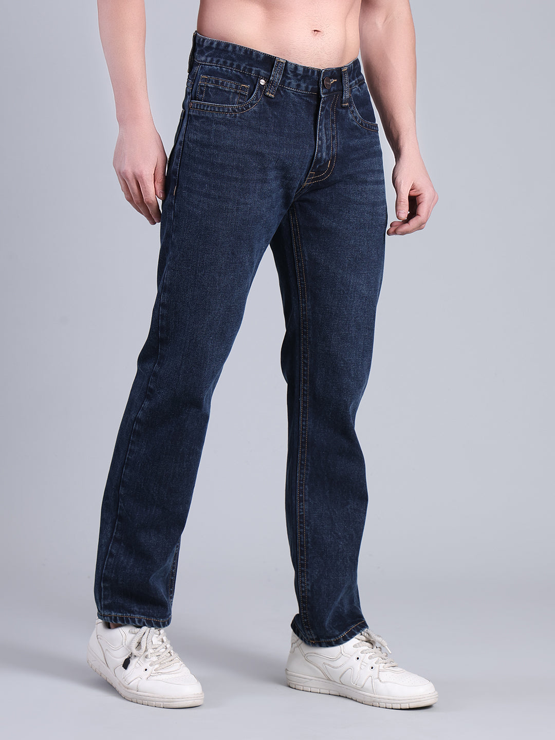 Stylox Men’s Comfort Fit Mid Rise Premium Denim Jeans (Dusty Blue) - Stylox