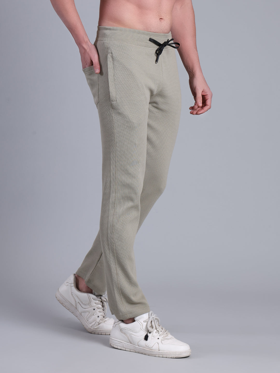 Stylox Men’s Textured Regular Fit Trackpants | Cotton Blend Stretch Joggers with Elastic Waist & Drawstring