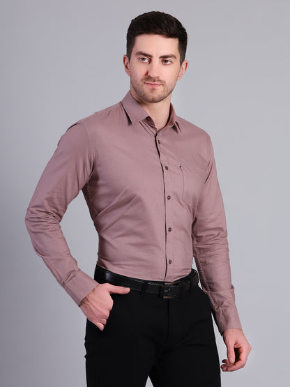 Stylox Men’s Regular Fit Solid Oxford Casual Shirt-Mauve - Stylox
