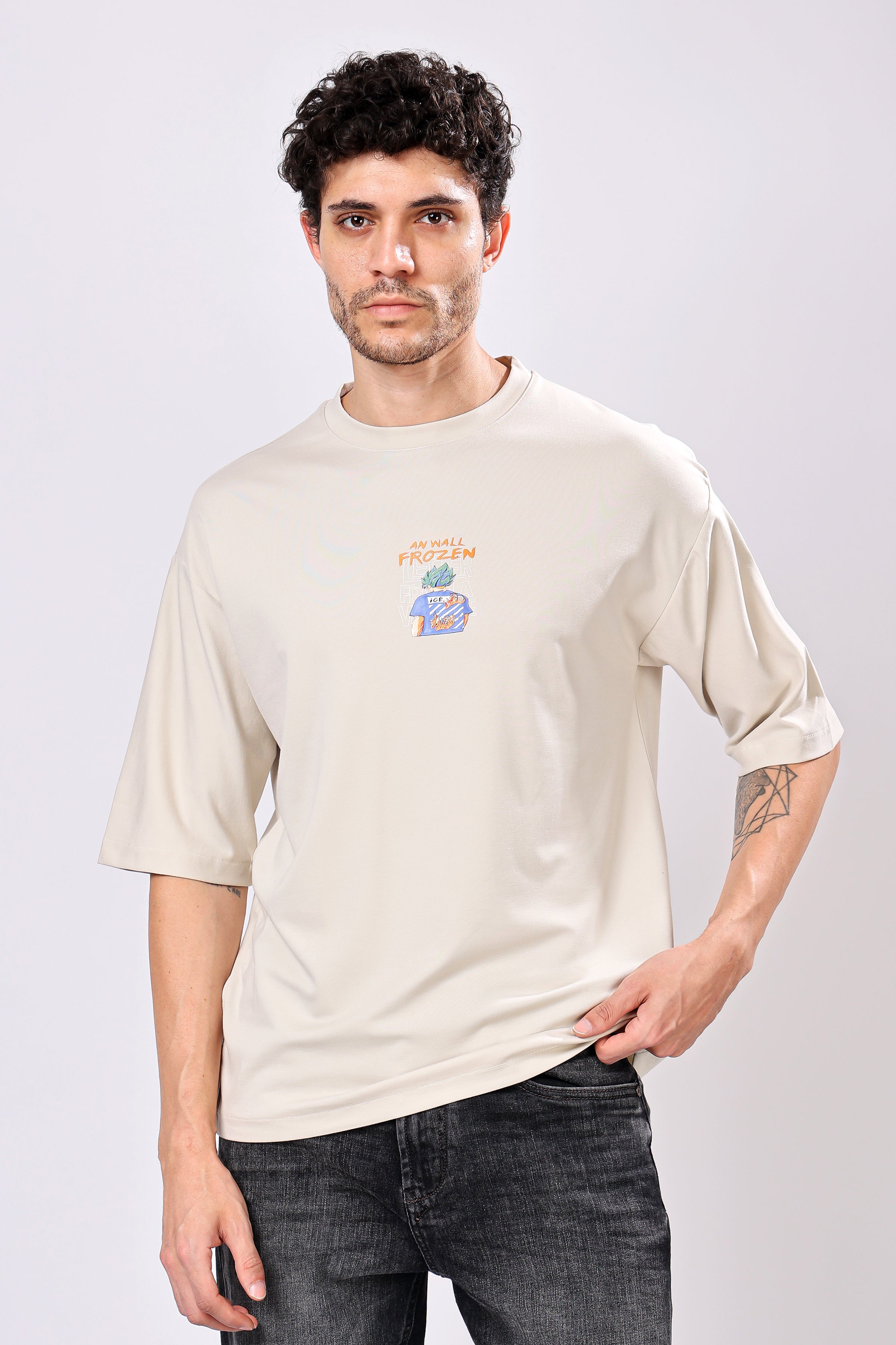 Stylox Men’s Oversized Round Neck Half Sleeve Back Printed T-Shirt | Premium Cotton Loose Fit Graphic Tee for Streetwear & Casual Style - Stylox