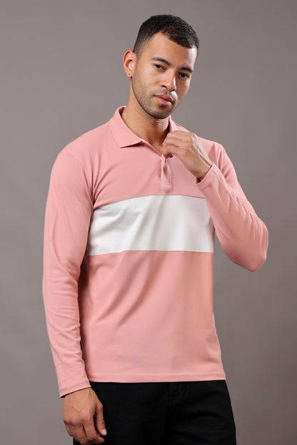 Stylox Men’s Long Sleeve Polo T-Shirt with Cut &amp; Sew Design