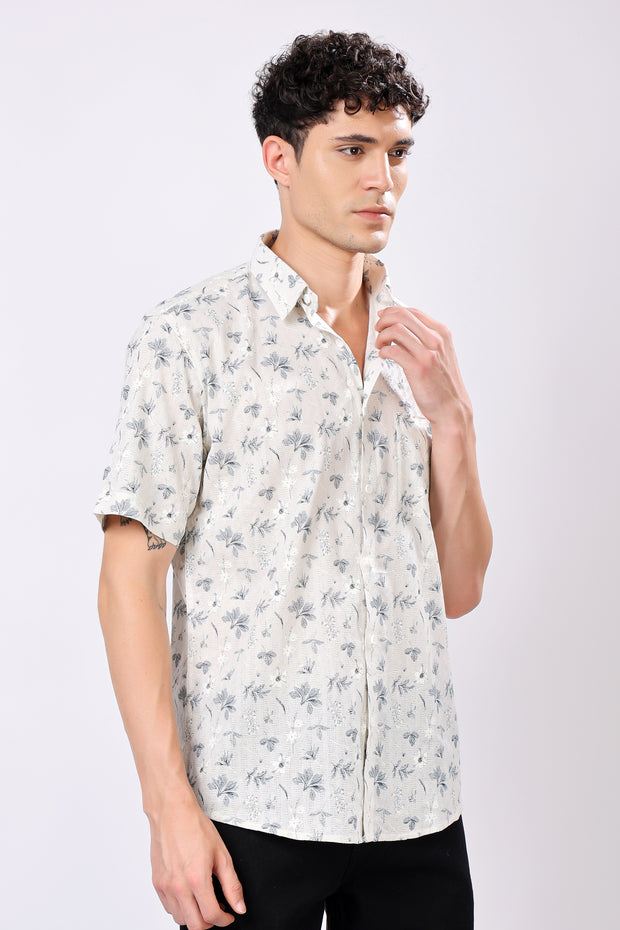 STYLOX HALF SLEEVE FLOWER LEAF PRINT CASUAL SHIRT