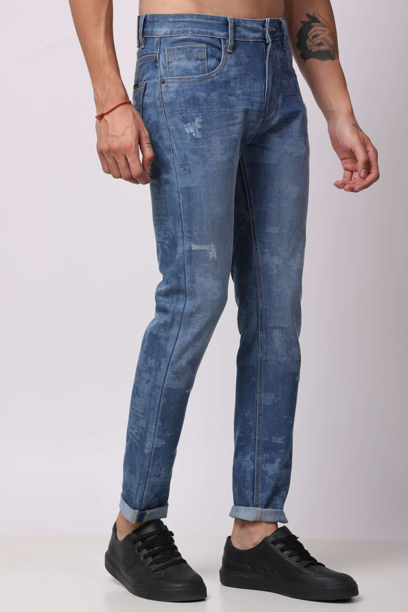 STYLOX Men’s Light Blue Ankle Fit Jeans - Premium Denim, - Stylox