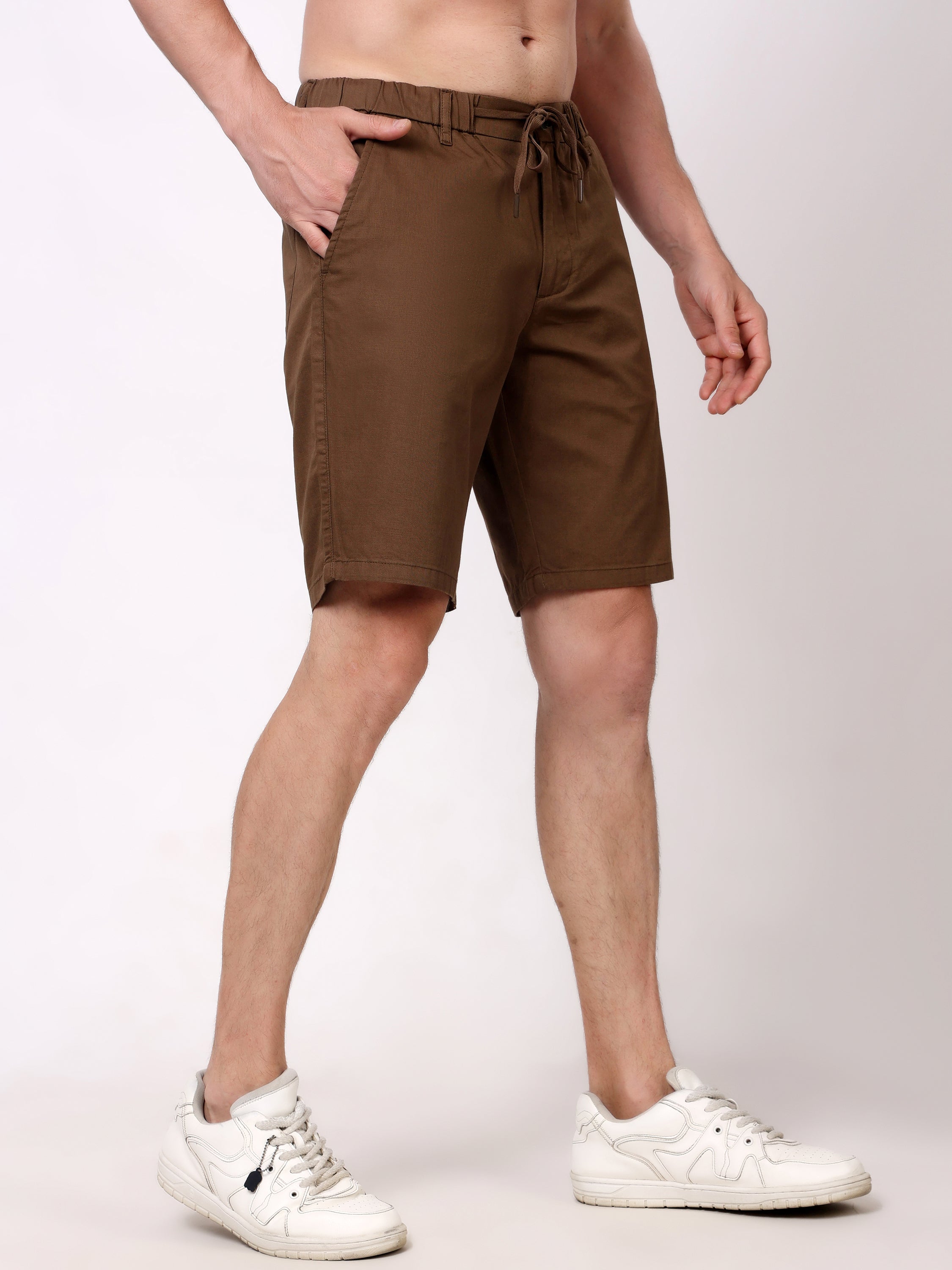 Stylox Men's Regular Fit Cotton Casual Summer Shorts with Elastic Waist & Drawstring