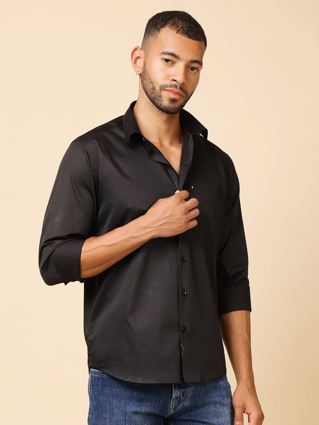 Stylox Men’s Slim Fit Satin Shirt | Premium Solid Formal Shirt for Office & Party Wear | Full Sleeve Smooth Finish Shirt - Stylox