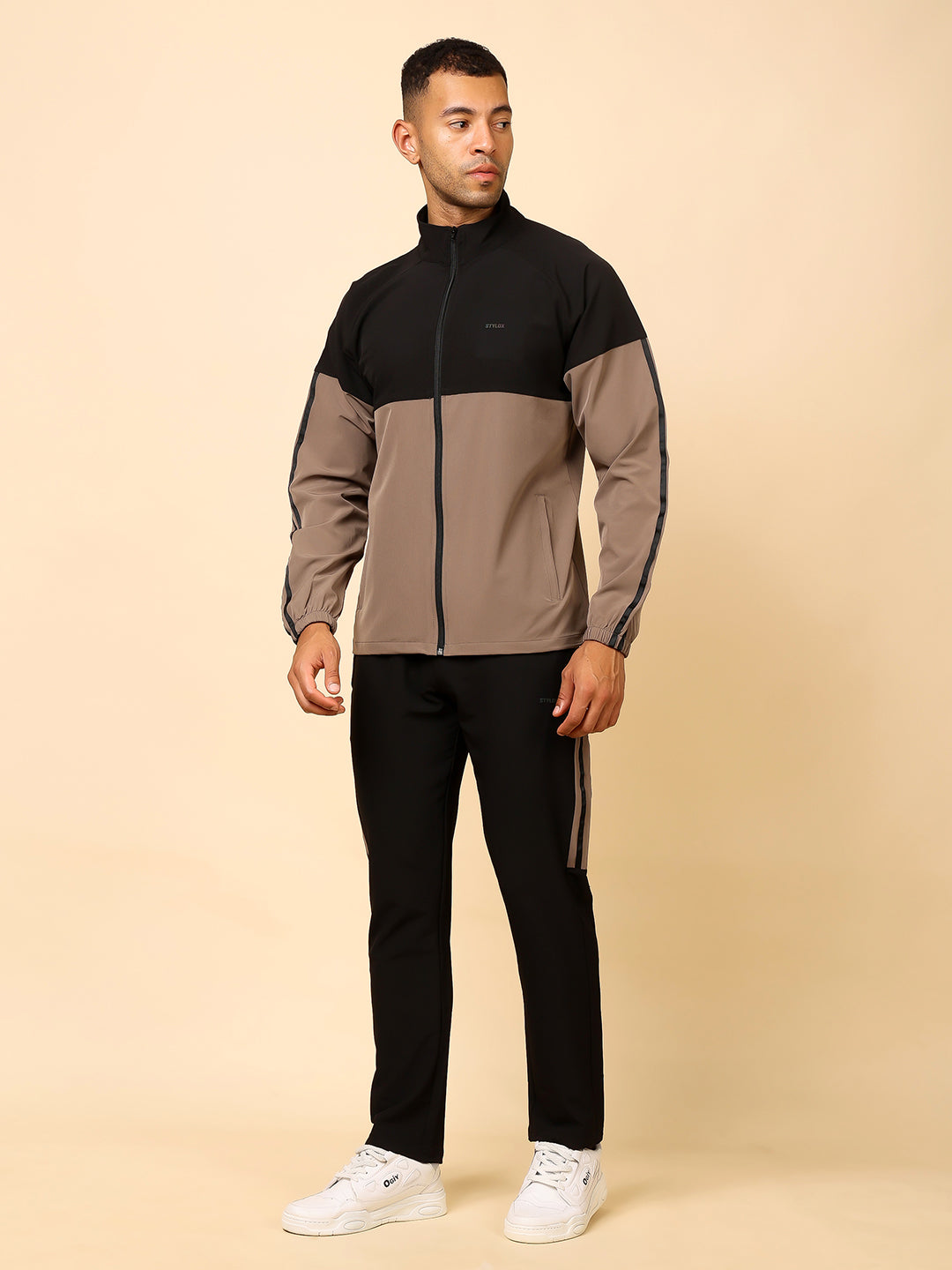 Stylox Men’s Tracksuit – Stylish Full Set for Sports, Gym & Casual Wear (Sand) - Stylox