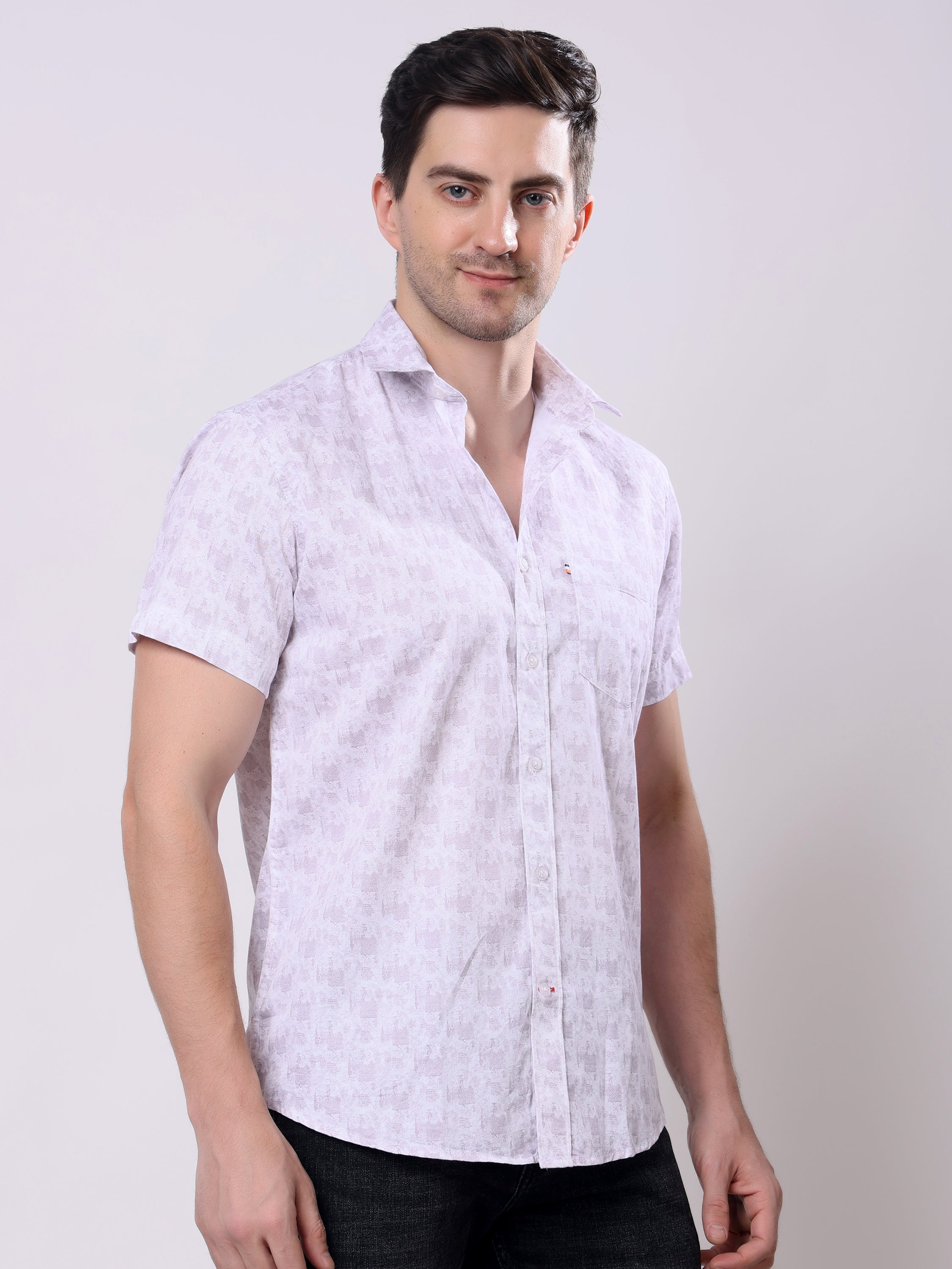 Stylox Men’s Regular Fit Half Sleeve Abstract print Cotton Summer Casual Shirt - Stylox
