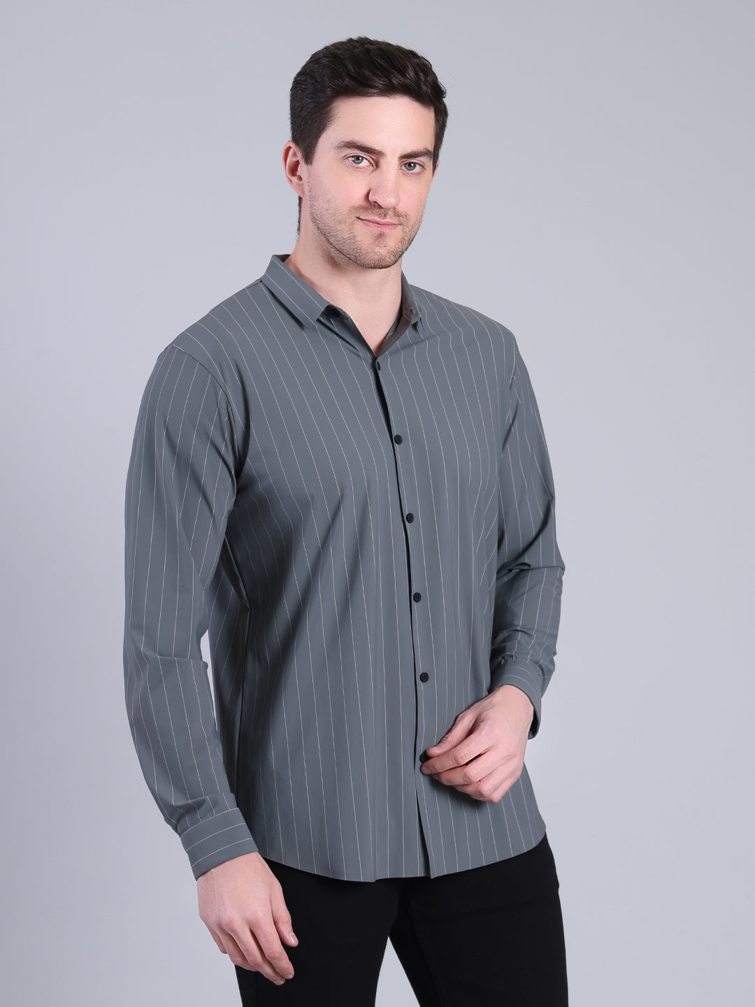 Stylox Men’s Striped Partywear Shirt | Slim Fit Full Sleeve Formal-Casual Shirt For Men