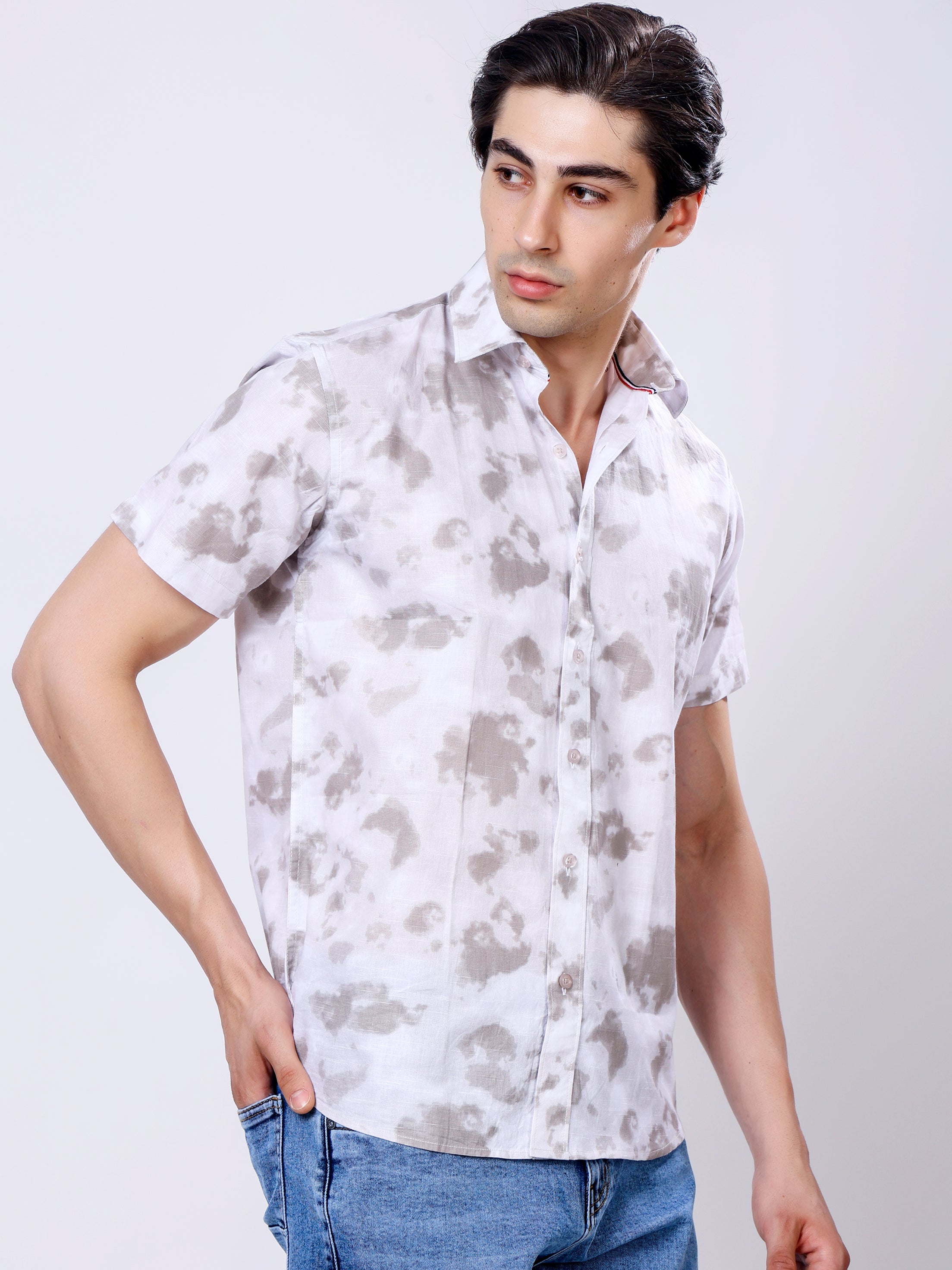 Stylox Men’s Regular Fit Half Sleeve Stylish Tie-Dye Printed Casual Shirt - Stylox