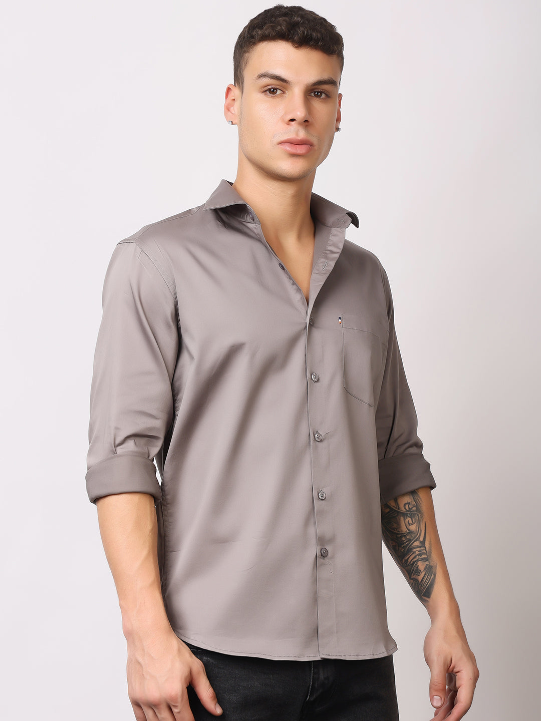 Stylox Men's Full Sleeve Solid Partywear Casual Shirt – Premium Shine Finish Cotton Blend Regular Fit Shirt for Stylish Evening & Occasion Wear - Stylox