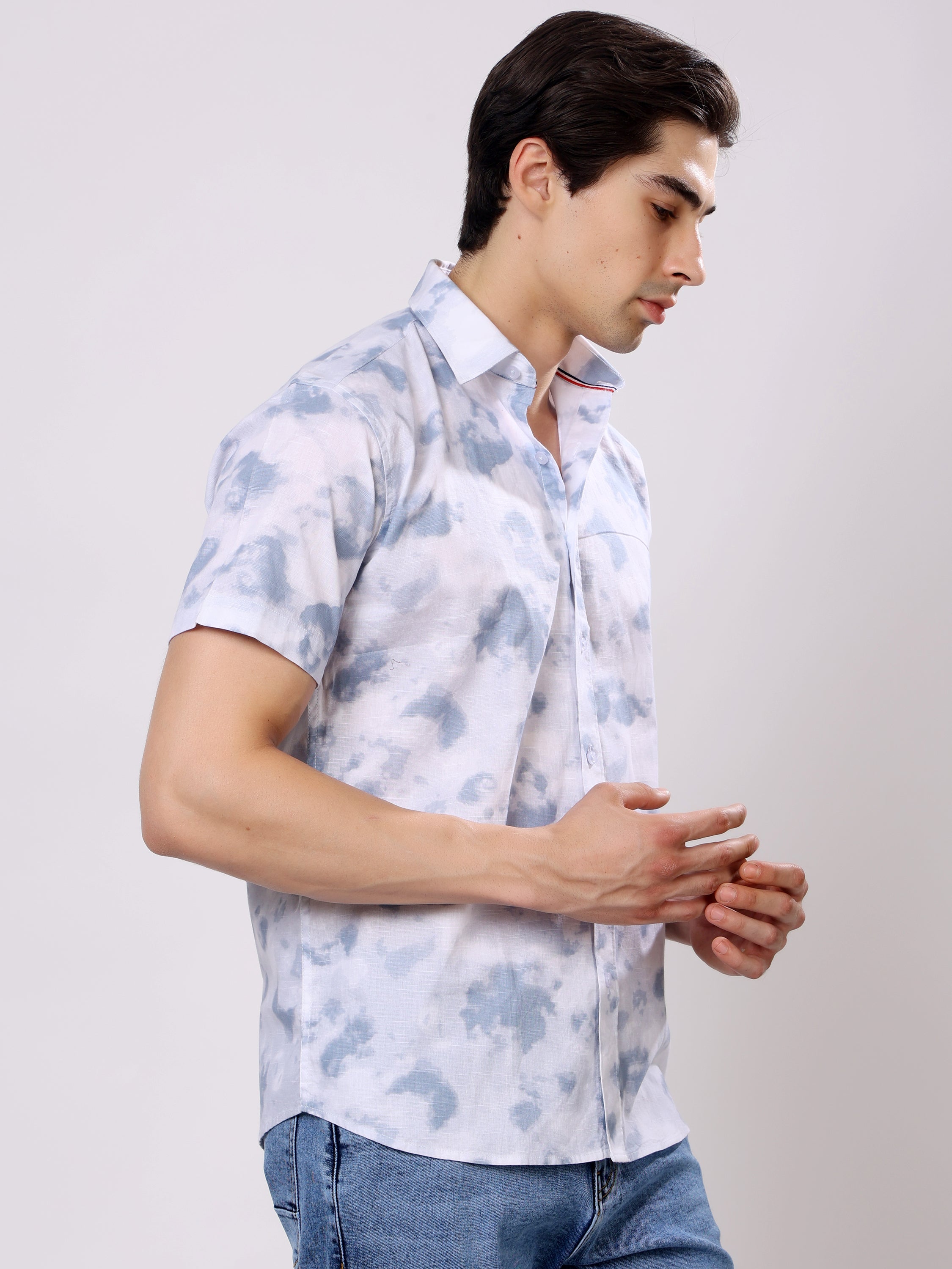 Stylox Men’s Regular Fit Half Sleeve Stylish Tie-Dye Printed Casual Shirt - Stylox