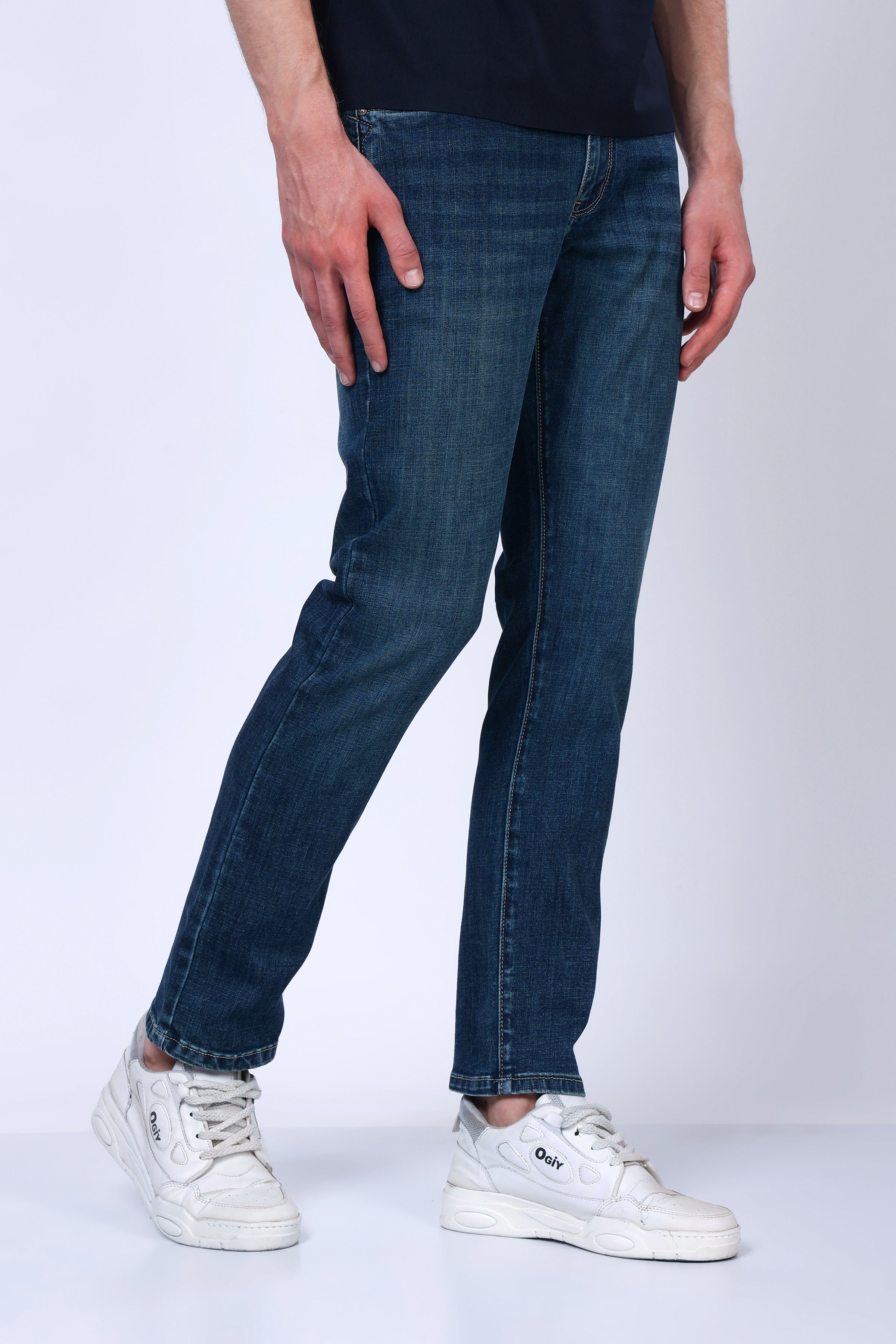 Stylox Men's Slim Fit Stretchable Jeans-Greenish Blue - Stylox