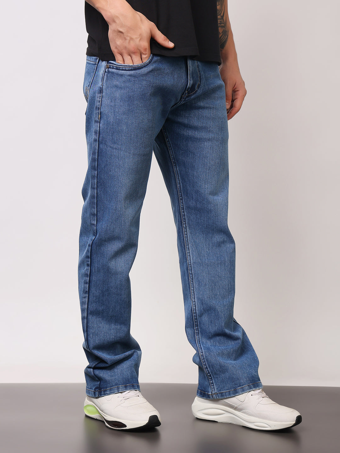 Stylox Men’s Bootcut Fit Solid Jeans | Stretchable Plain Denim Jeans for Men | Classic Mid-Rise Bootcut Jeans for Stylish Wear