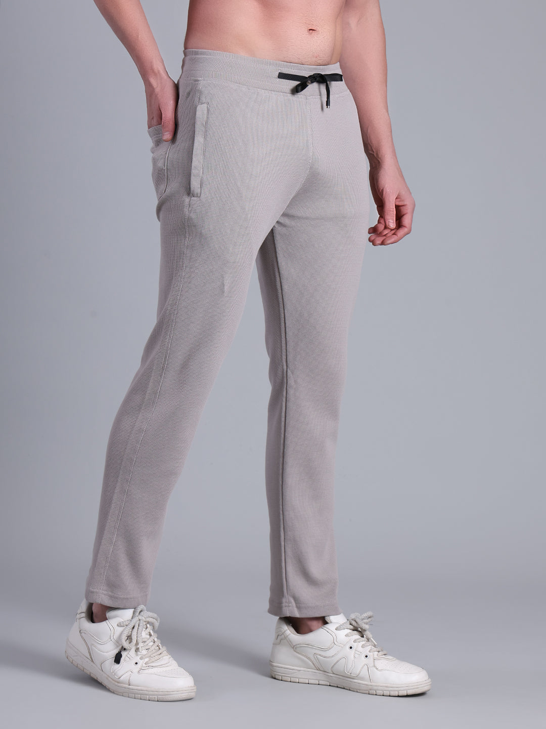 Stylox Men’s Textured Regular Fit Trackpants | Cotton Blend Stretch Joggers with Elastic Waist & Drawstring