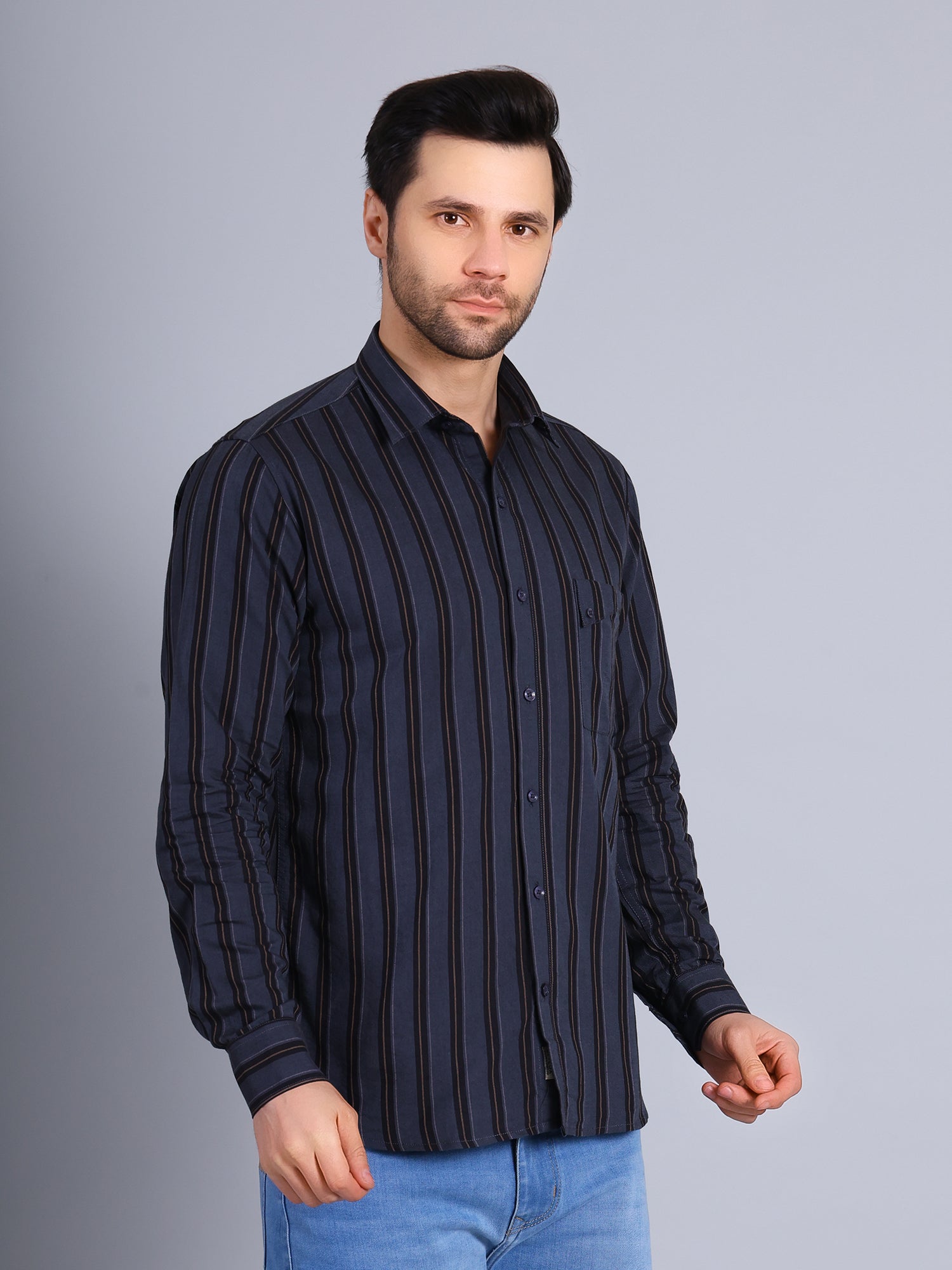 Stylox Men’s Regular Fit Full Sleeve Stripes Casual Shirt for Everyday & Office Wear
