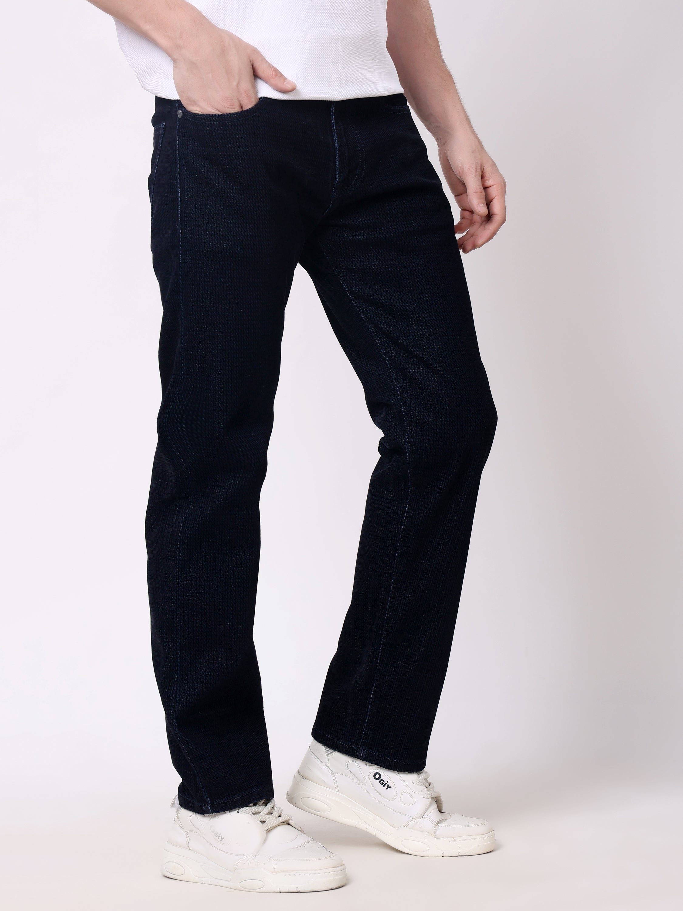 Stylox Men’s Premium Stretchable Comfort Fit Textured Denim Jeans - Stylox