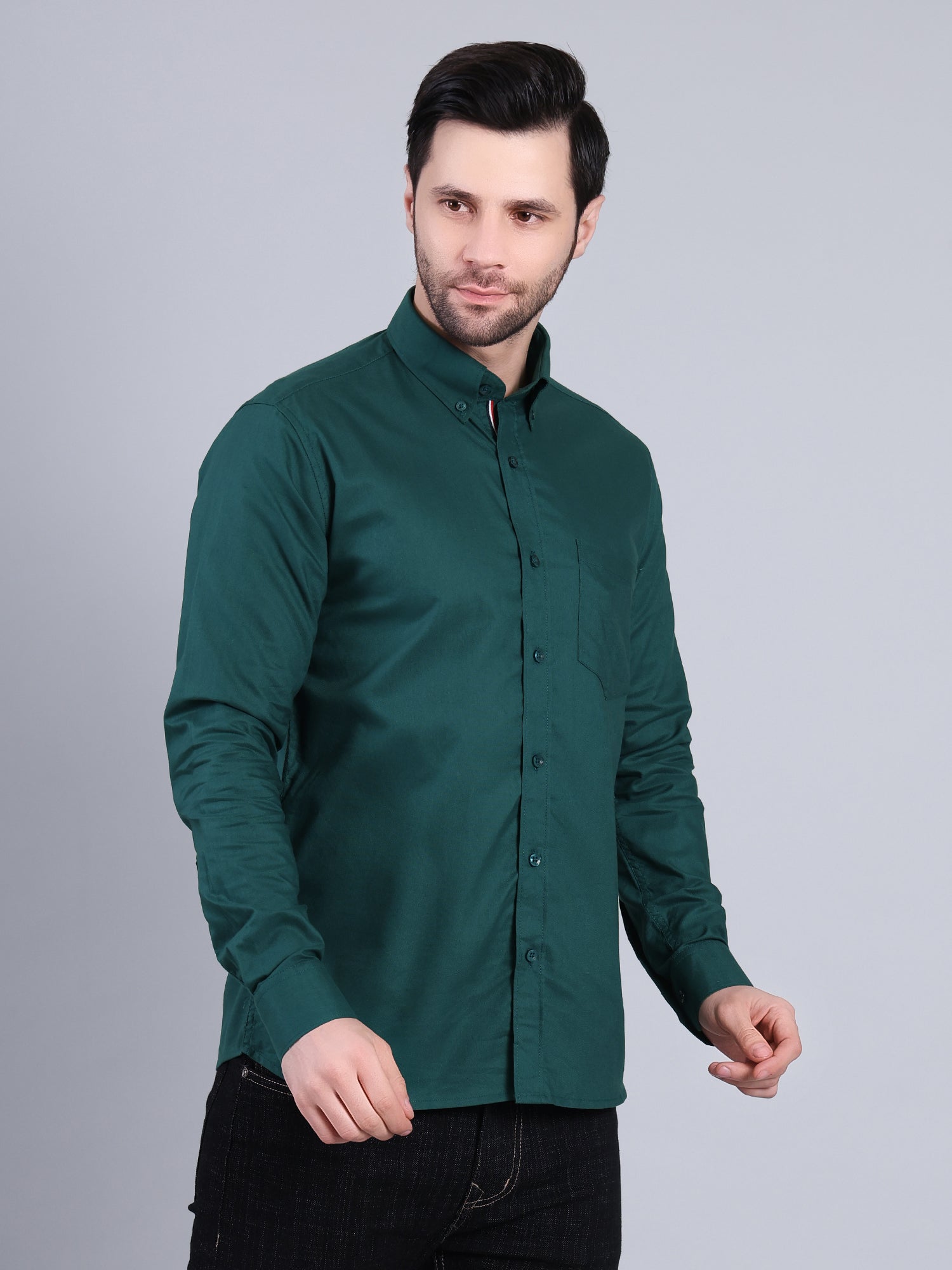 Stylox Men’s Regular Fit Full Sleeve Solid Casual Shirt for Everyday & Office Wear (Peacock) - Stylox