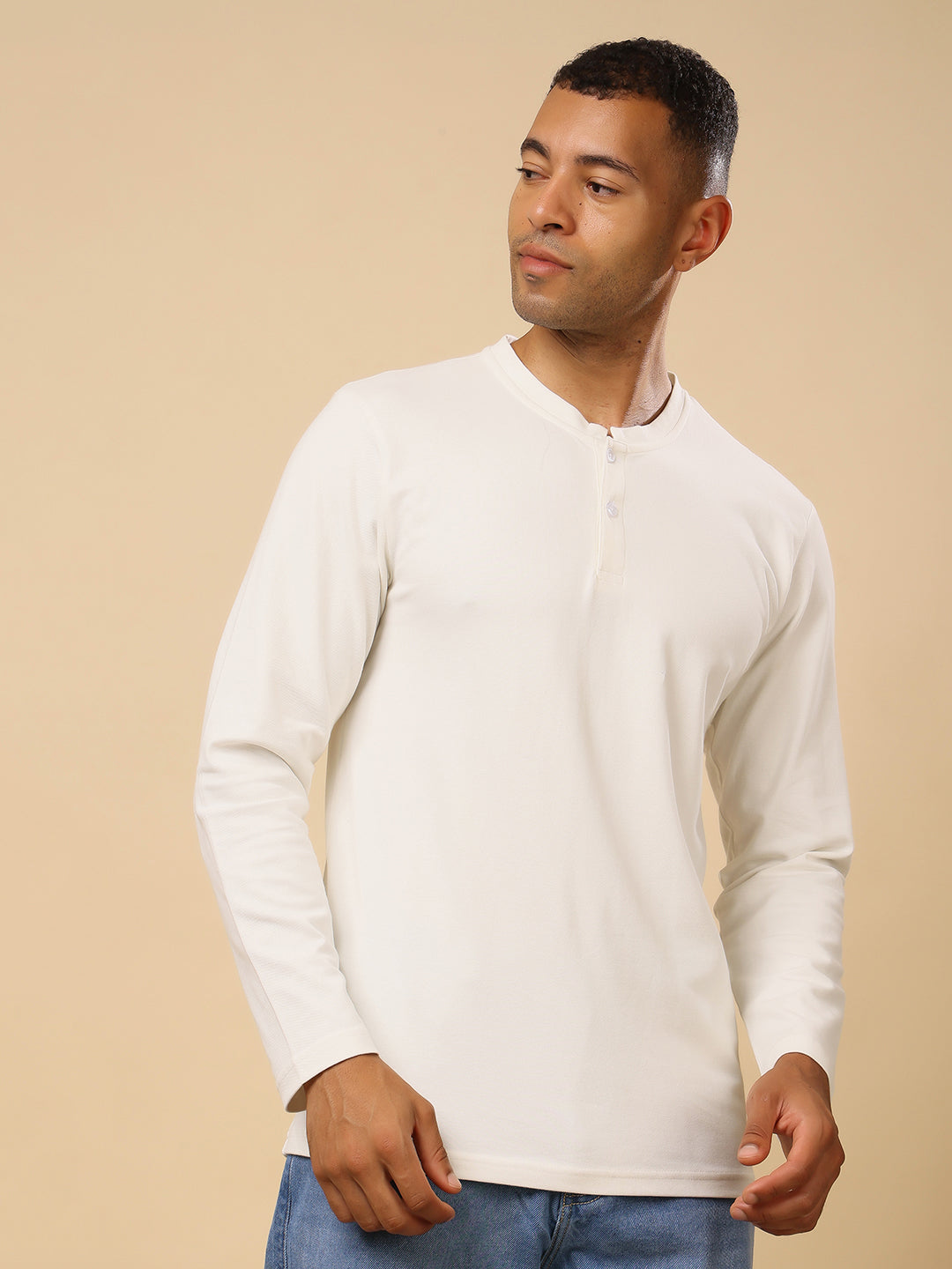 Stylox Men’s Henley Neck Full Sleeve Solid T-Shirt – Casual & Stylish Everyday Wear - Stylox