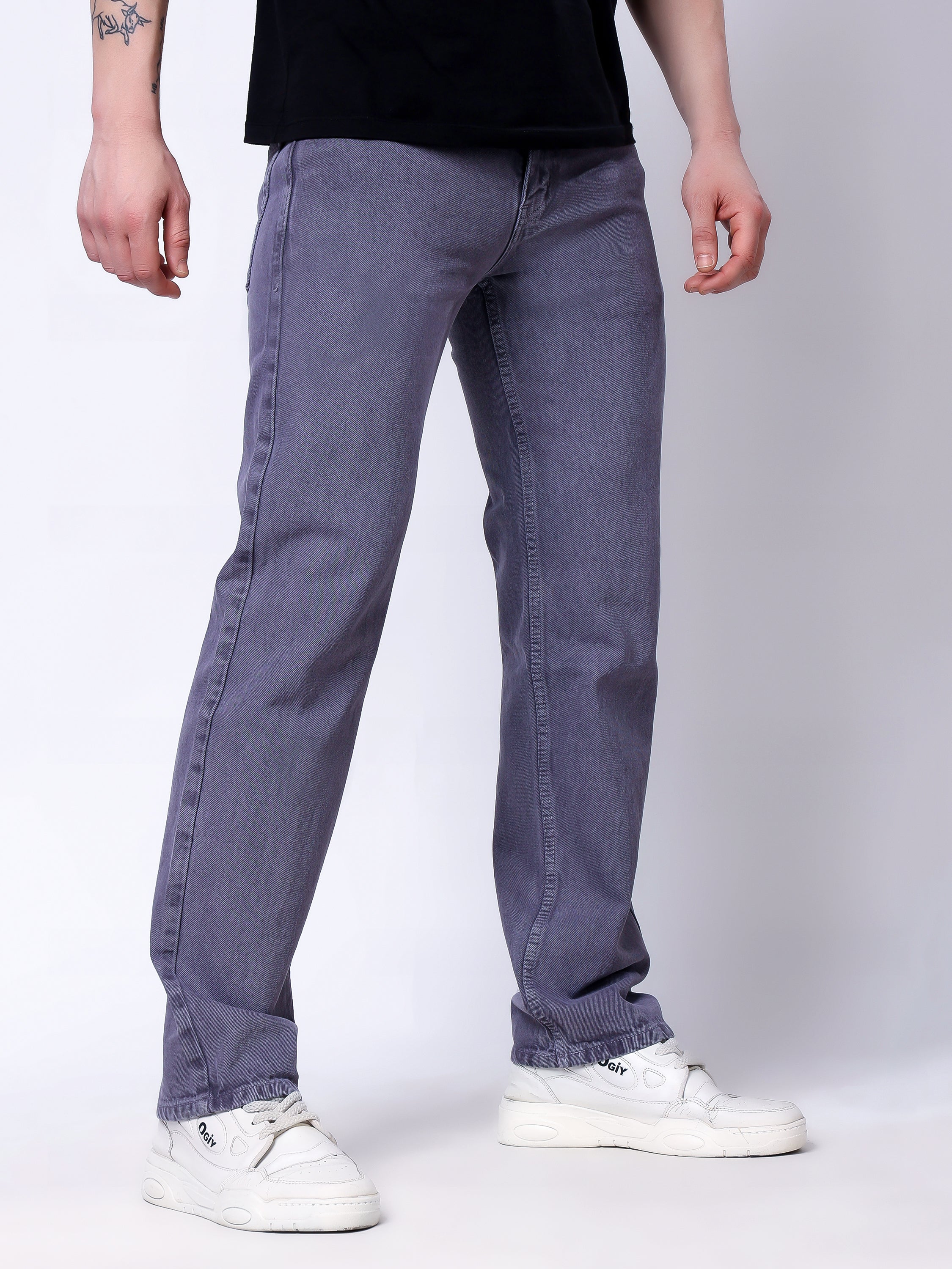Stylox Men’s Comfort Fit Non-Stretch Denim Jeans-Mid Grey