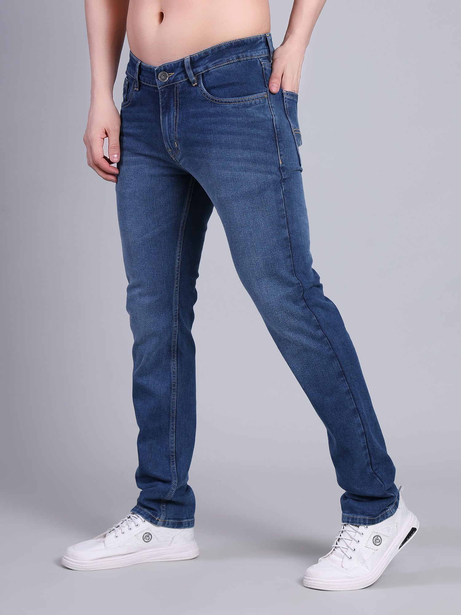 Stylox Men’s Slim Fit Mid Rise Stretchable Casual Denim Jeans-Blue - Stylox