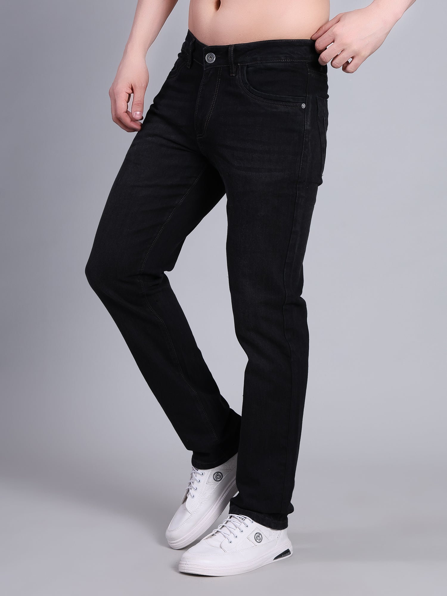 Stylox Men’s Mid Rise Stretchable Washed Slim Fit Denim Jeans-Dark Grey - Stylox