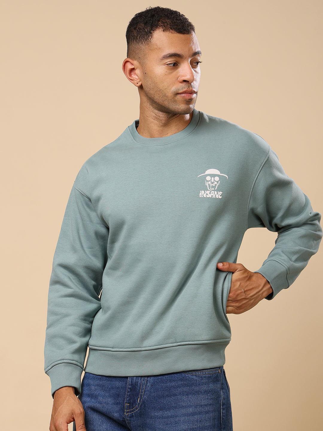 Stylox Men’s Regular Fit Printed Round Neck Sweatshirt – Casual Comfort with Trendy Prints - Stylox