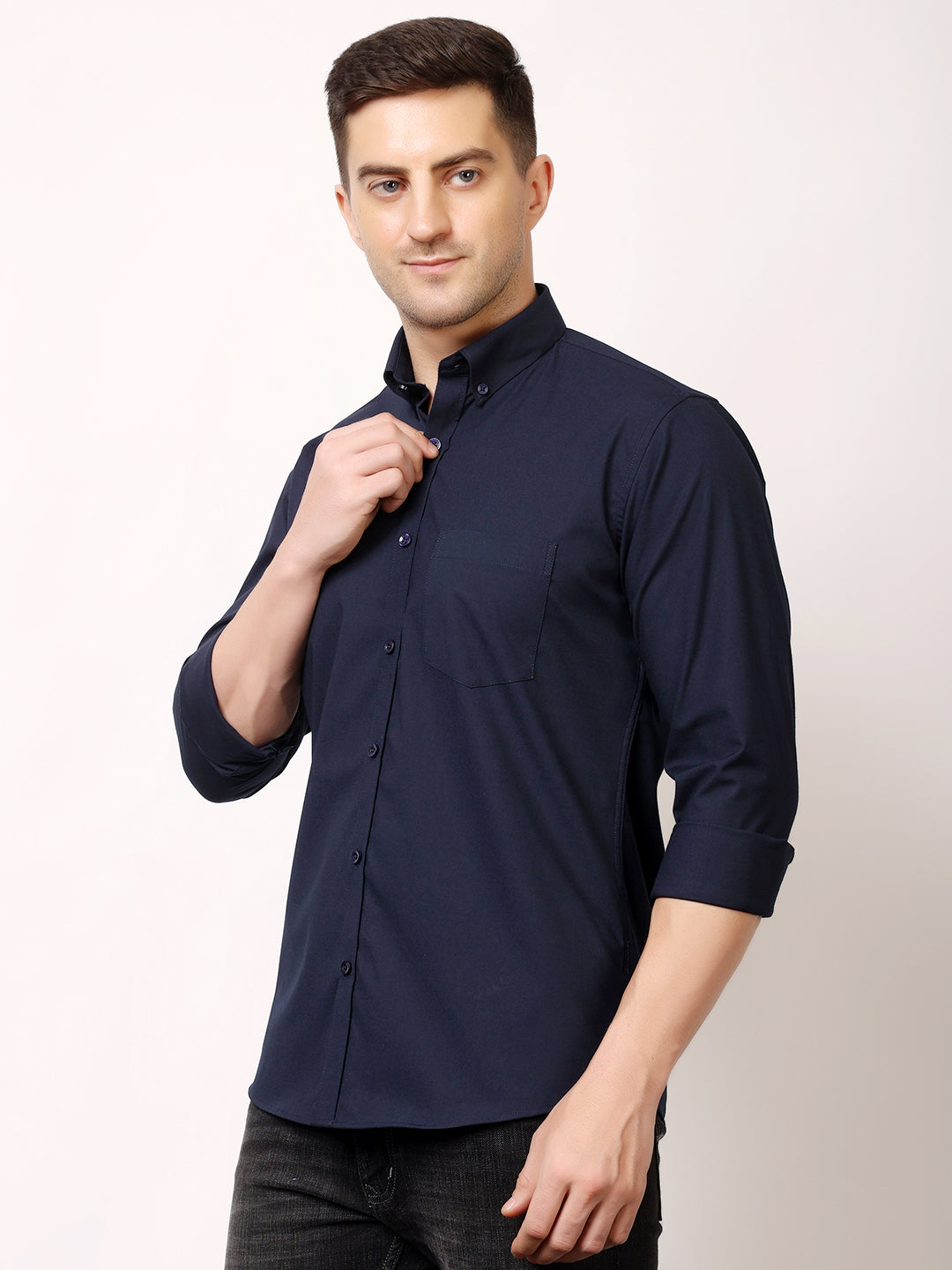 Stylox Men's Regular Fit Solid Casual Shirt with Full Sleeves – Premium Cotton Blend Button-Down Shirt for Smart Everyday Style - Stylox