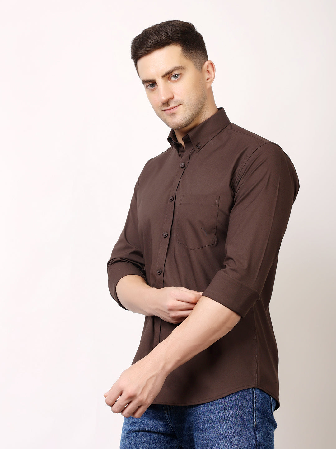 Stylox Men's Regular Fit Solid Casual Shirt with Full Sleeves – Premium Cotton Blend Button-Down Shirt for Smart Everyday Style - Stylox