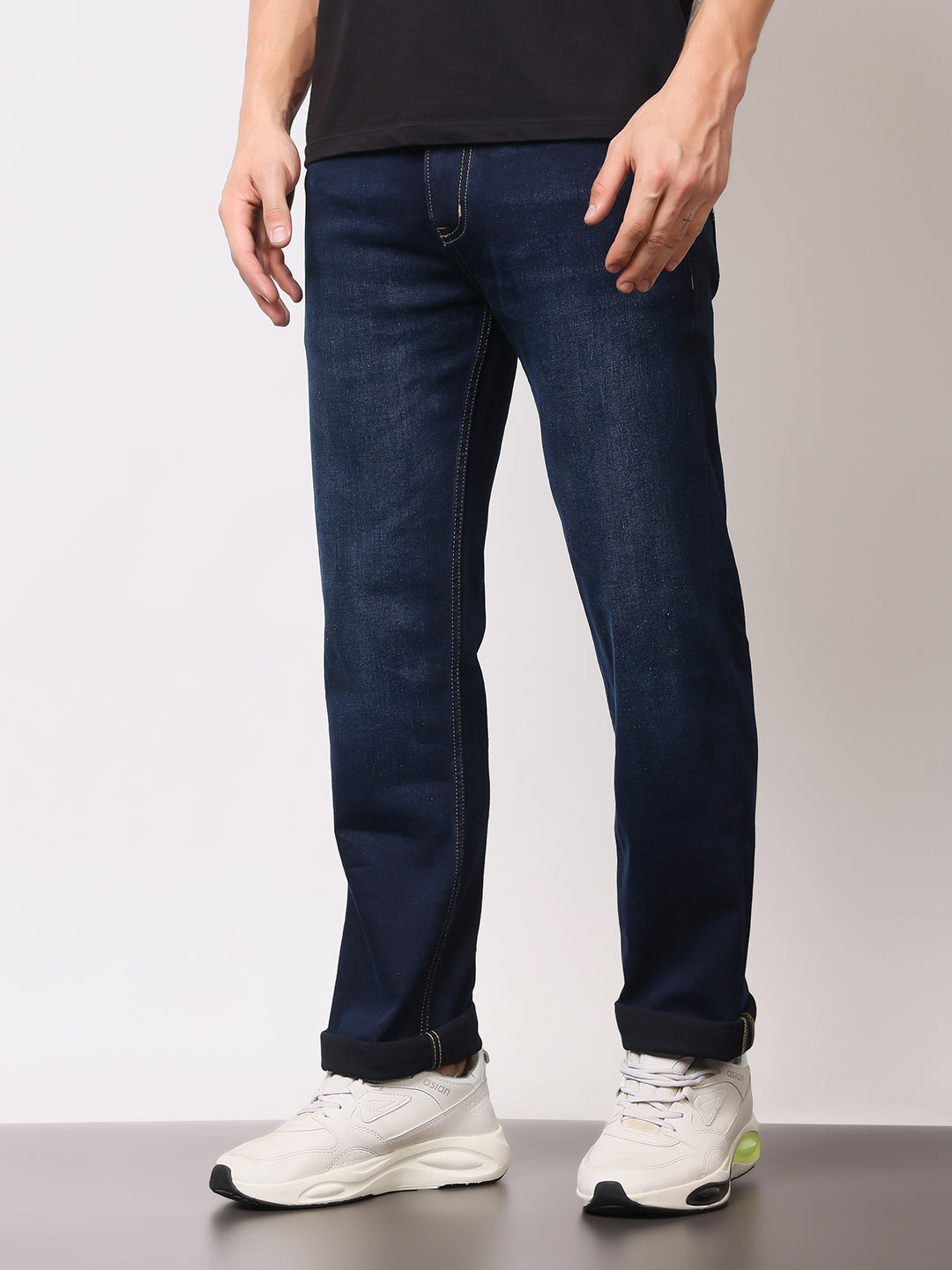Stylox Men’s Comfort Fit Mid Rise Premium Stretchable Solid Jeans - Stylox