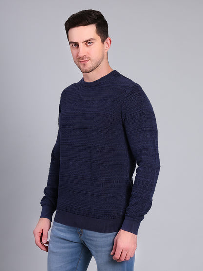 Stylox Men’s Winter Textured Sweater | Full Sleeve Round Neck Knit Pullover | Warm Casual Wear