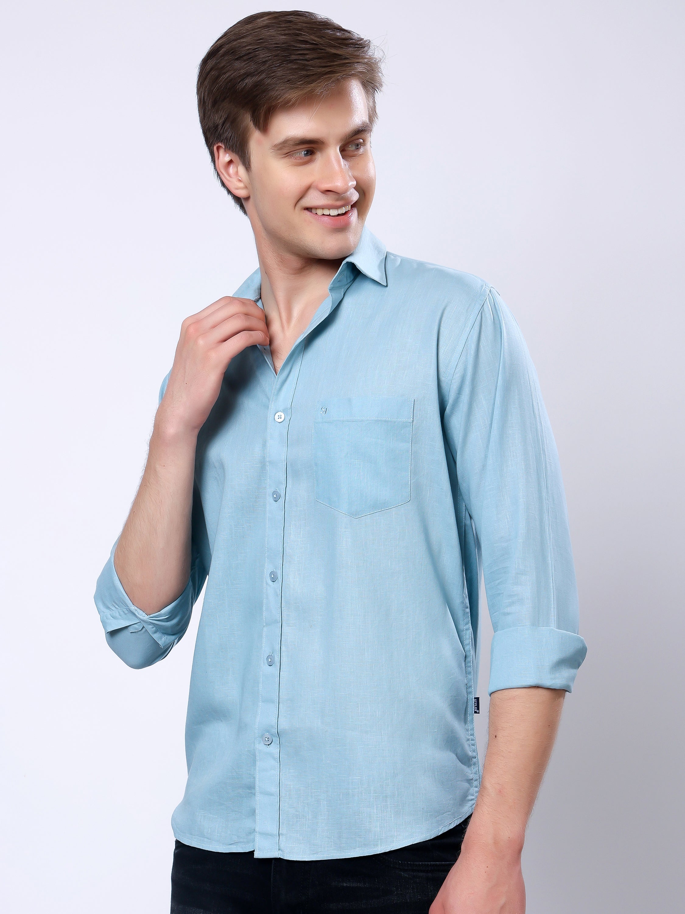 Stylox Men’s Regular Fit Full Sleeve Solid Casual Shirt - Stylox