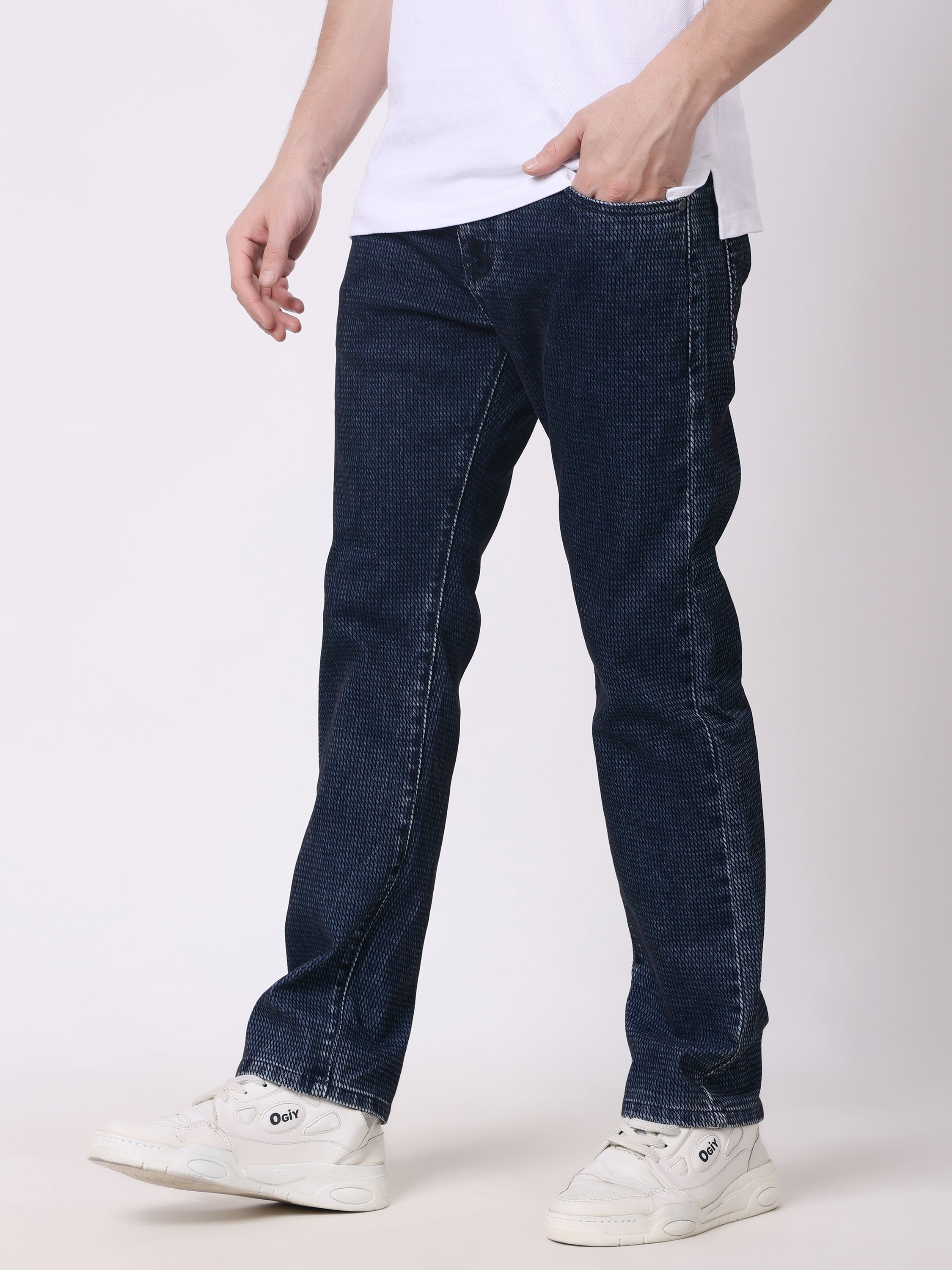 Stylox Men’s Premium Stretchable Comfort Fit Textured Denim Jeans - Stylox