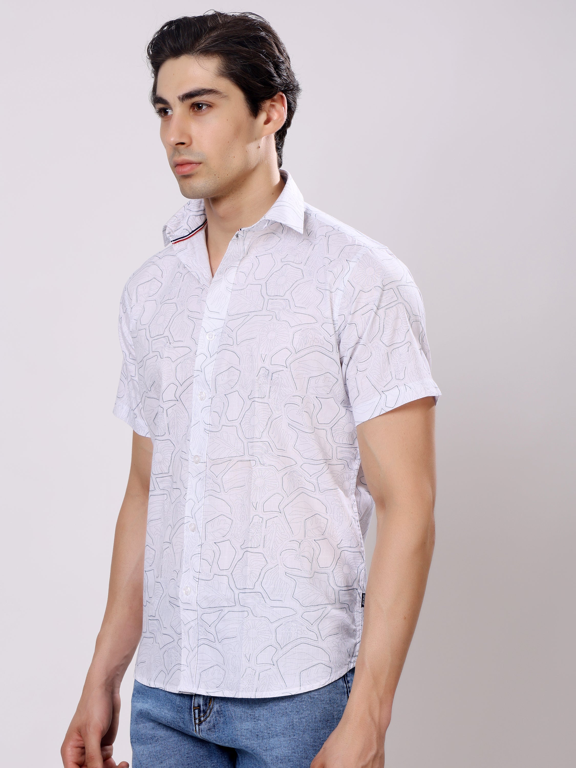 Stylox Men’s Regular Fit Half Sleeve Stylish Abstract Printed Casual Shirt - Stylox