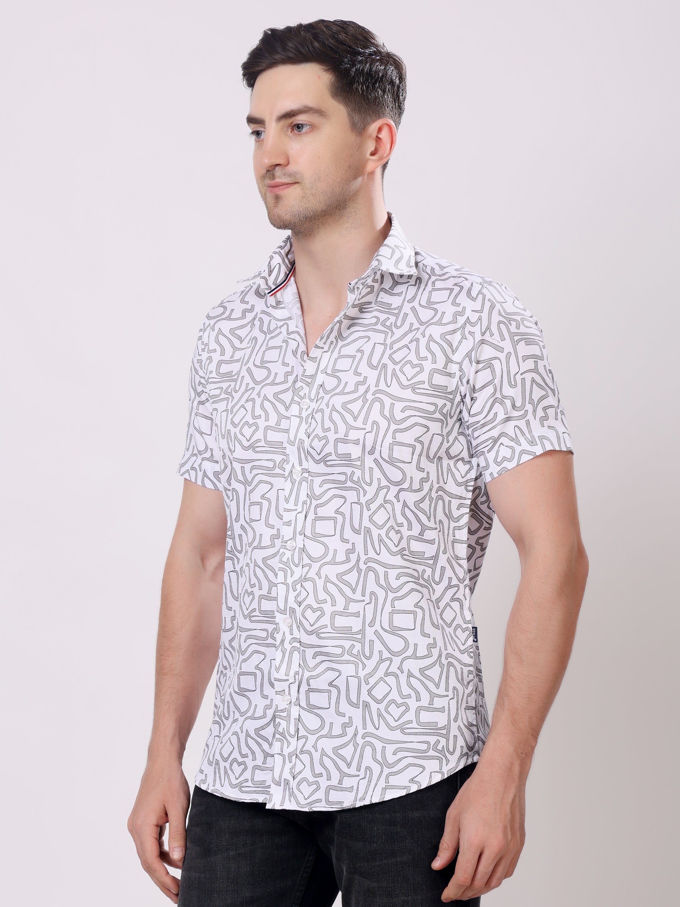 Stylox Men’s Regular Fit Half Sleeve Abstract Printed Stylish Casual Summer Shirt - Stylox