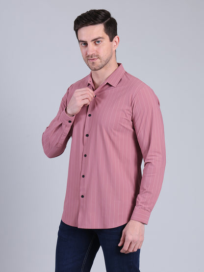 Stylox Men’s Striped Partywear Shirt | Slim Fit Full Sleeve Formal-Casual Shirt For Men