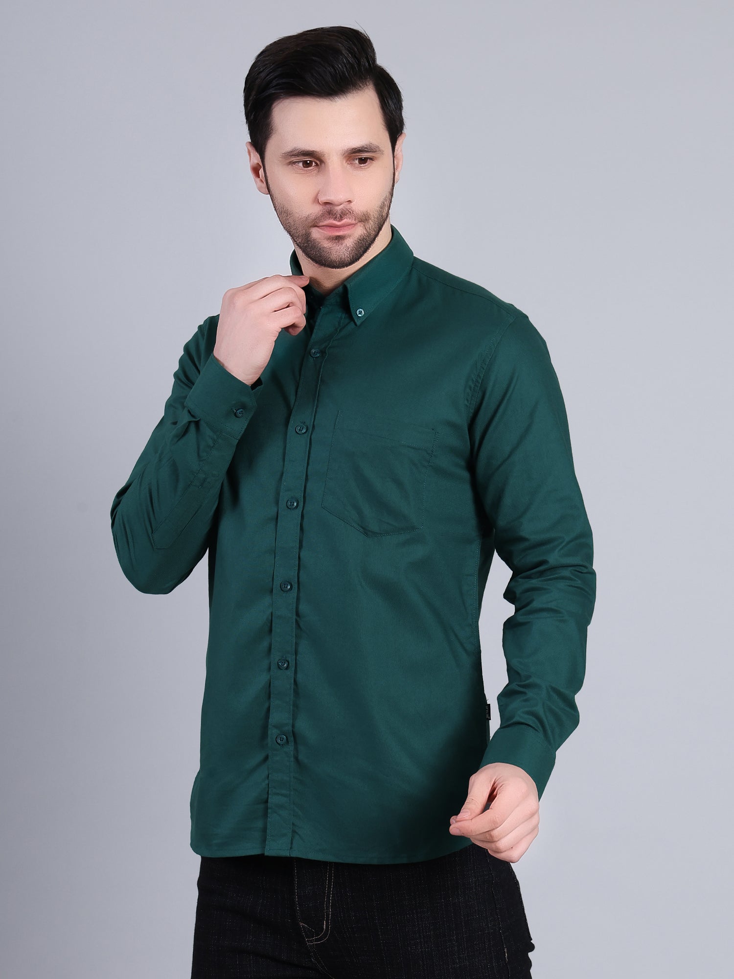 Stylox Men’s Regular Fit Full Sleeve Solid Casual Shirt for Everyday & Office Wear (Peacock) - Stylox